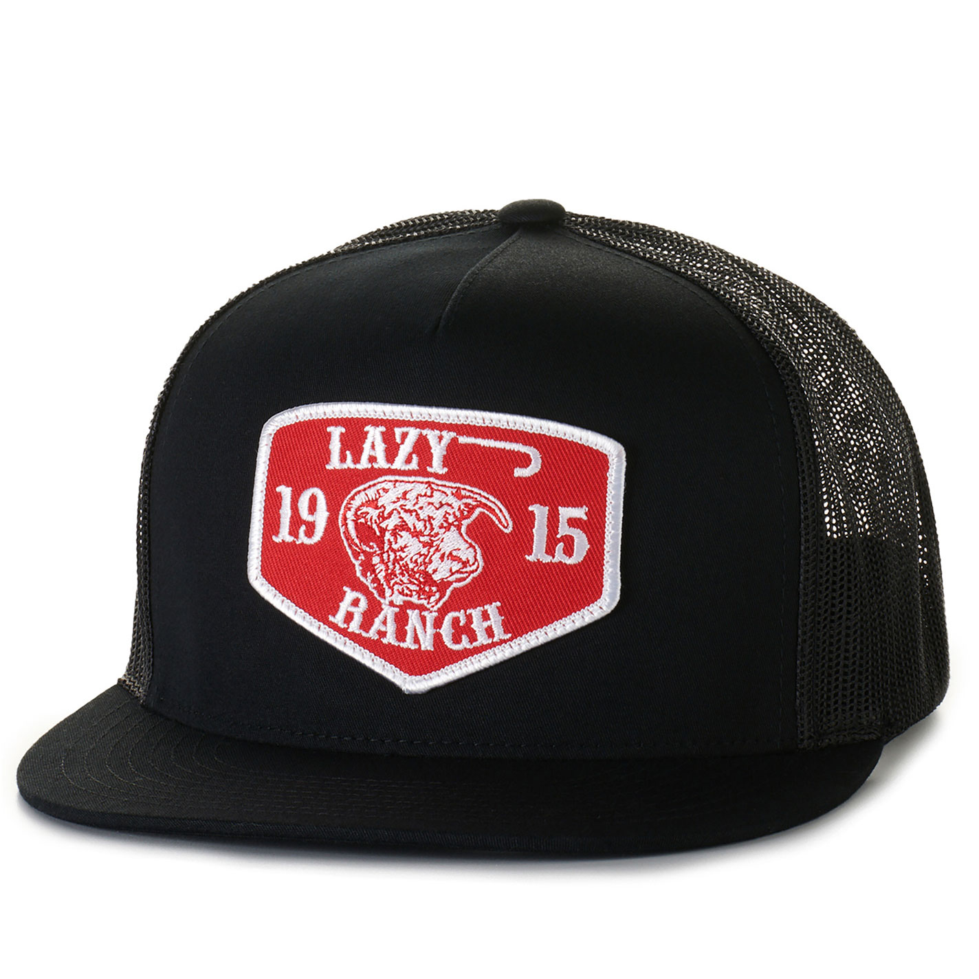 Lazy J Ranch Black with Red Embroidered Patch Cap - Image 1