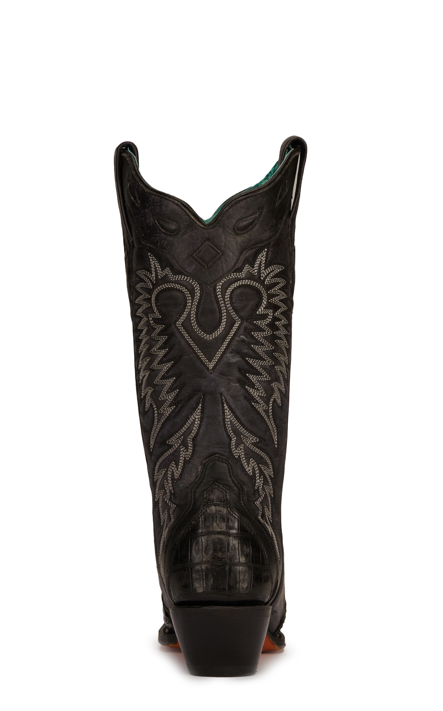 Corral Women's Black Caiman Snip Toe Exotic Cowboy Boots - Image 1