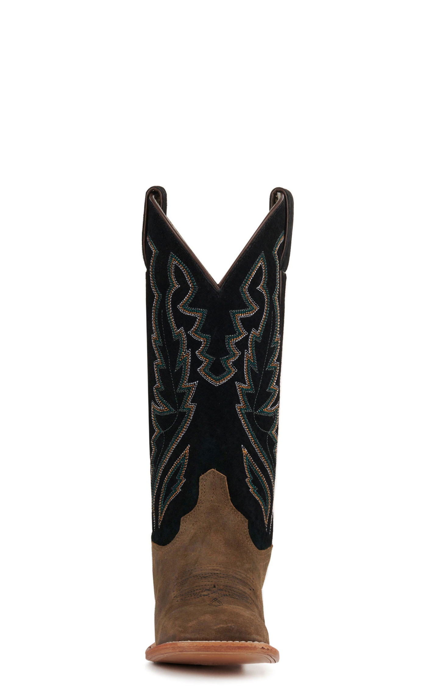 Justin Women's Palisade Clay Brown Suede and Black Wide Square Toe Cowboy Boots - Image 1