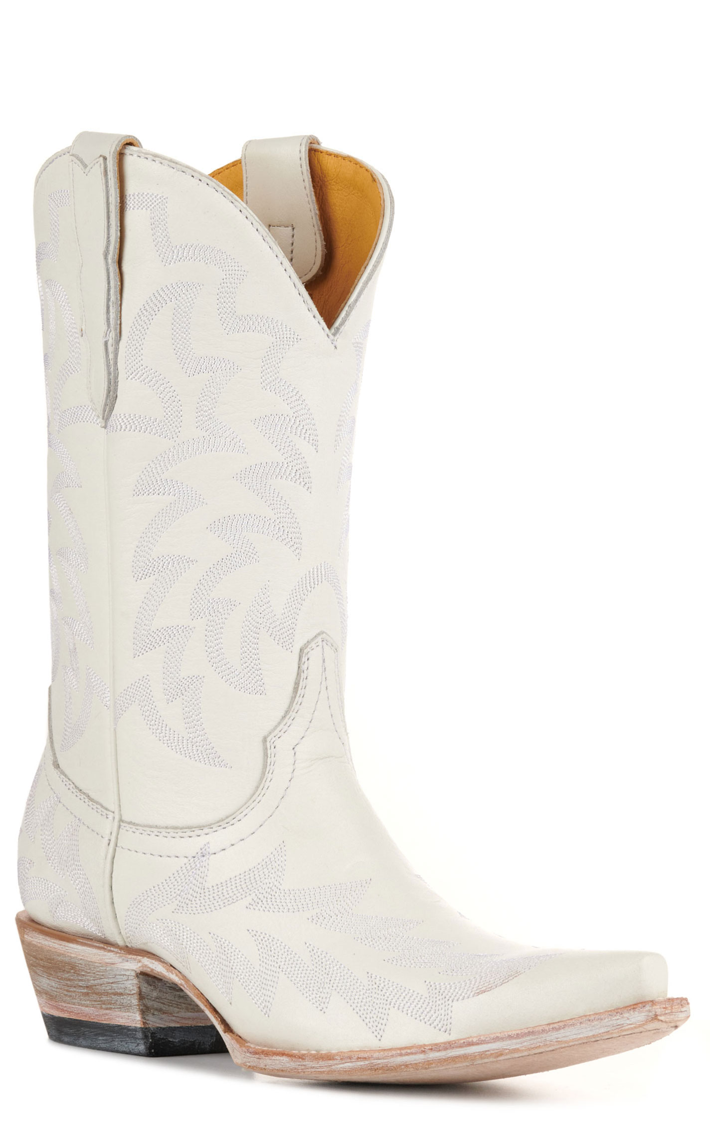 Cavender’s Women’s Leather White Snip Toe Cowboy Boots  - Image 1