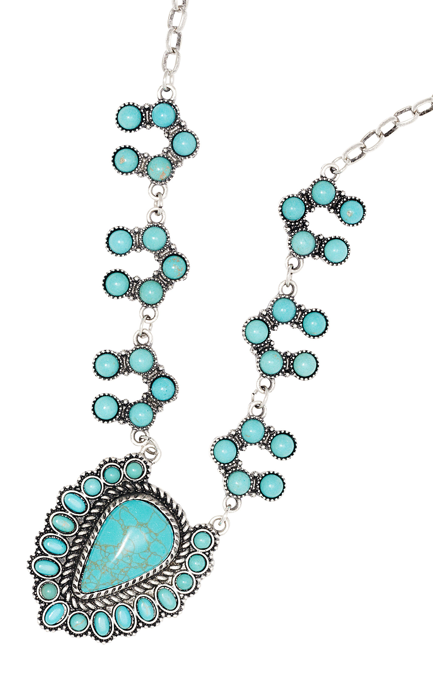 Southern Grace Silver & Turquoise Concho Necklace - Image 1