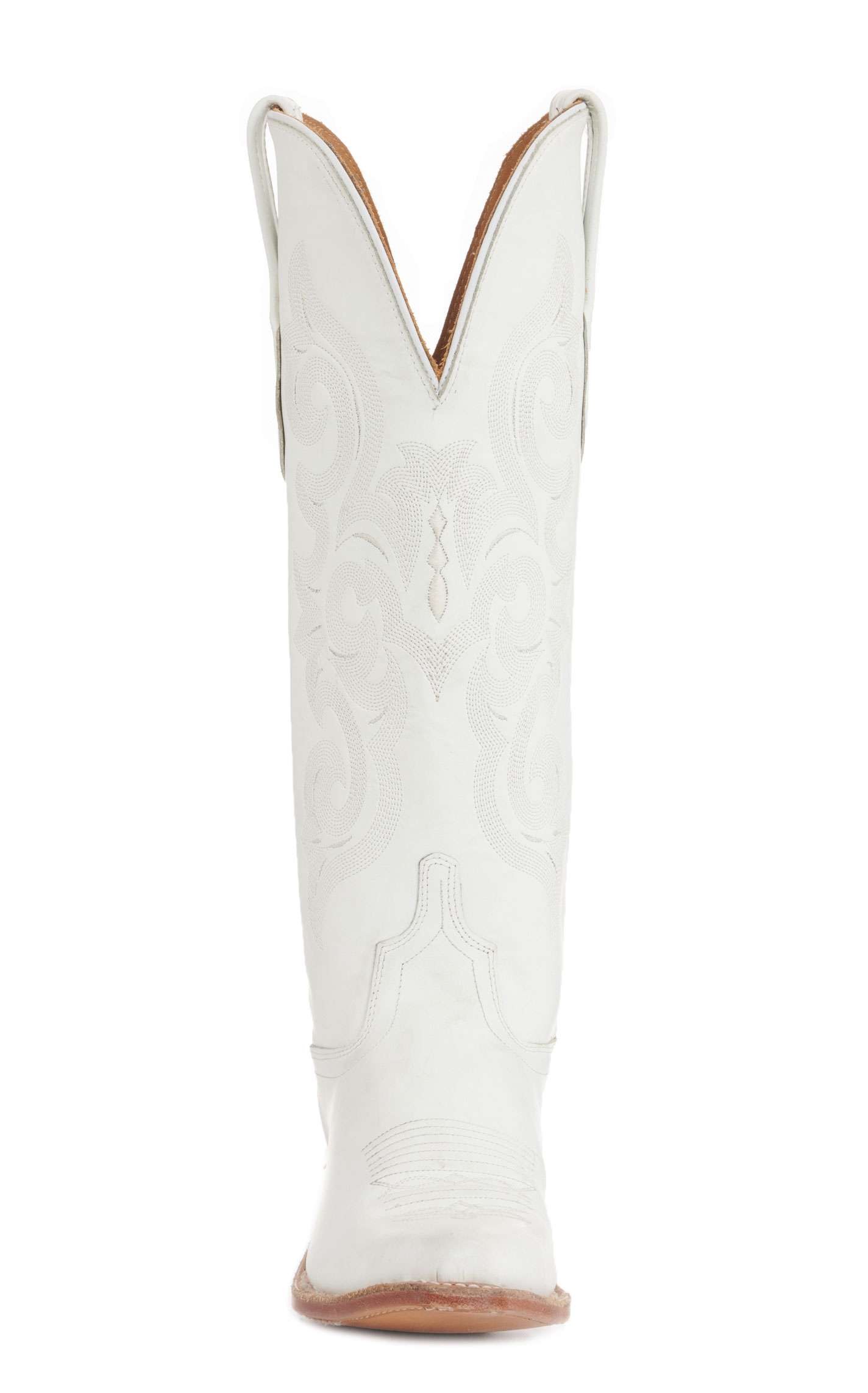 Old West Women's White Snip Toe Tall Cowboy Boots - Image 1