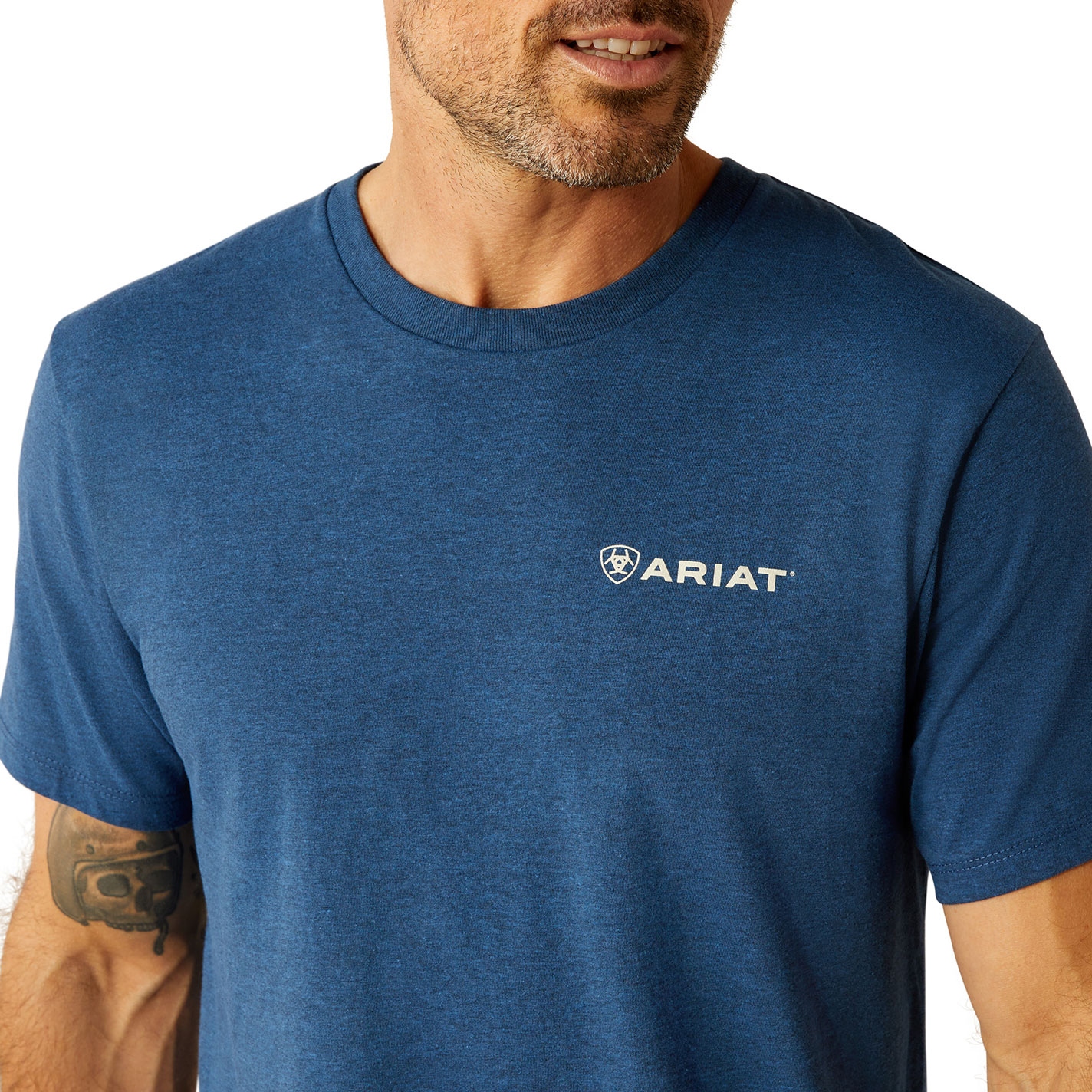 Ariat Men's Denim Blue Hex Logo Graphic T-Shirt - Image 1