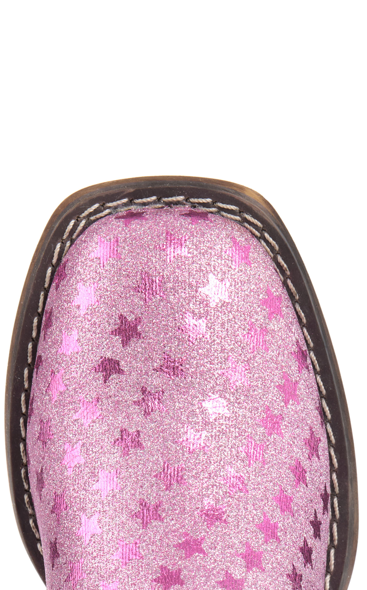 Roper Girls' Pink Glitter and Brown Starlet Leather Tall Square Toe Cowboy Boots - Image 1