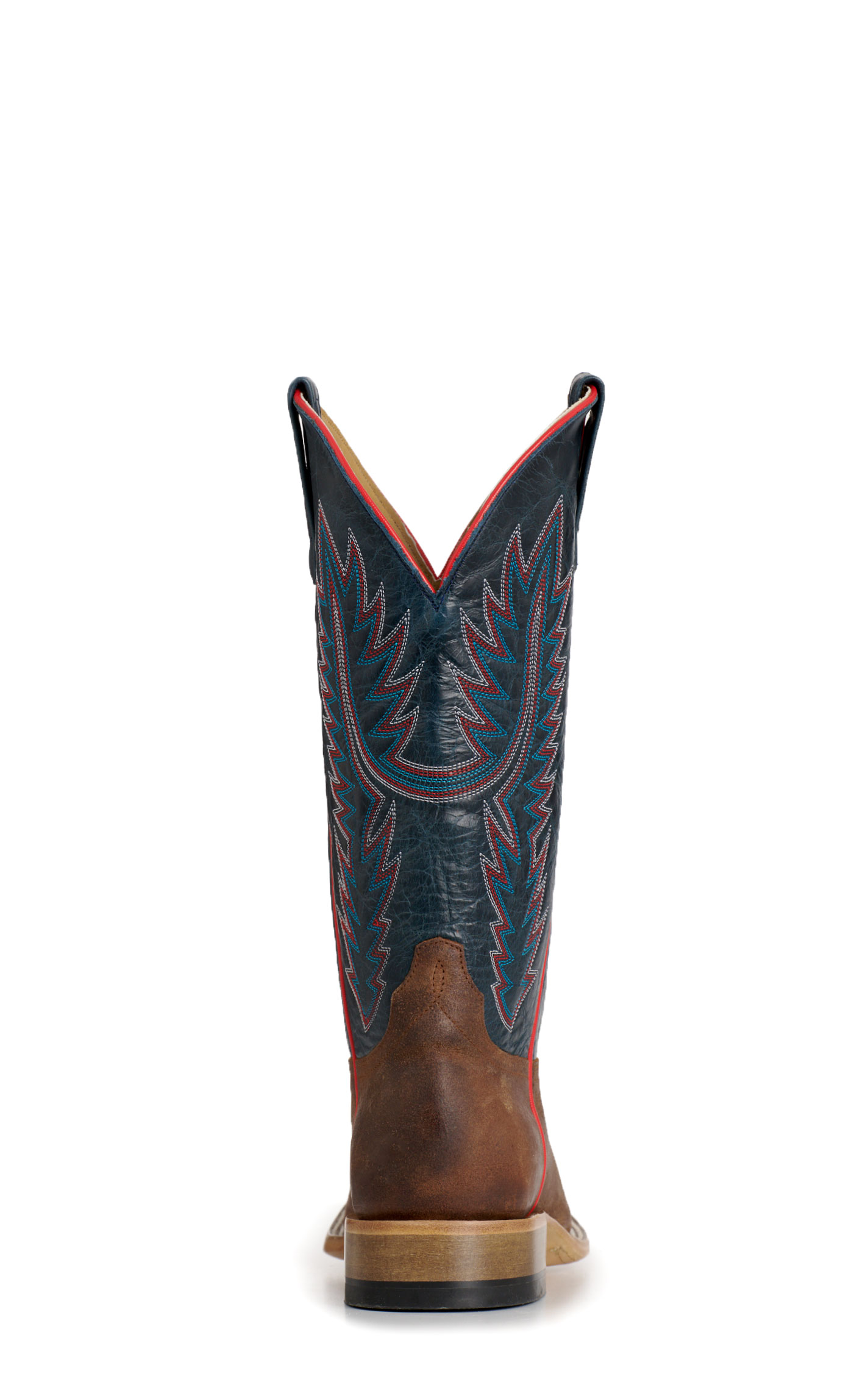 Anderson Bean Men's Horsepower Distressed Tobacco & Blue Wide Square Toe Cowboy Boots - Image 1
