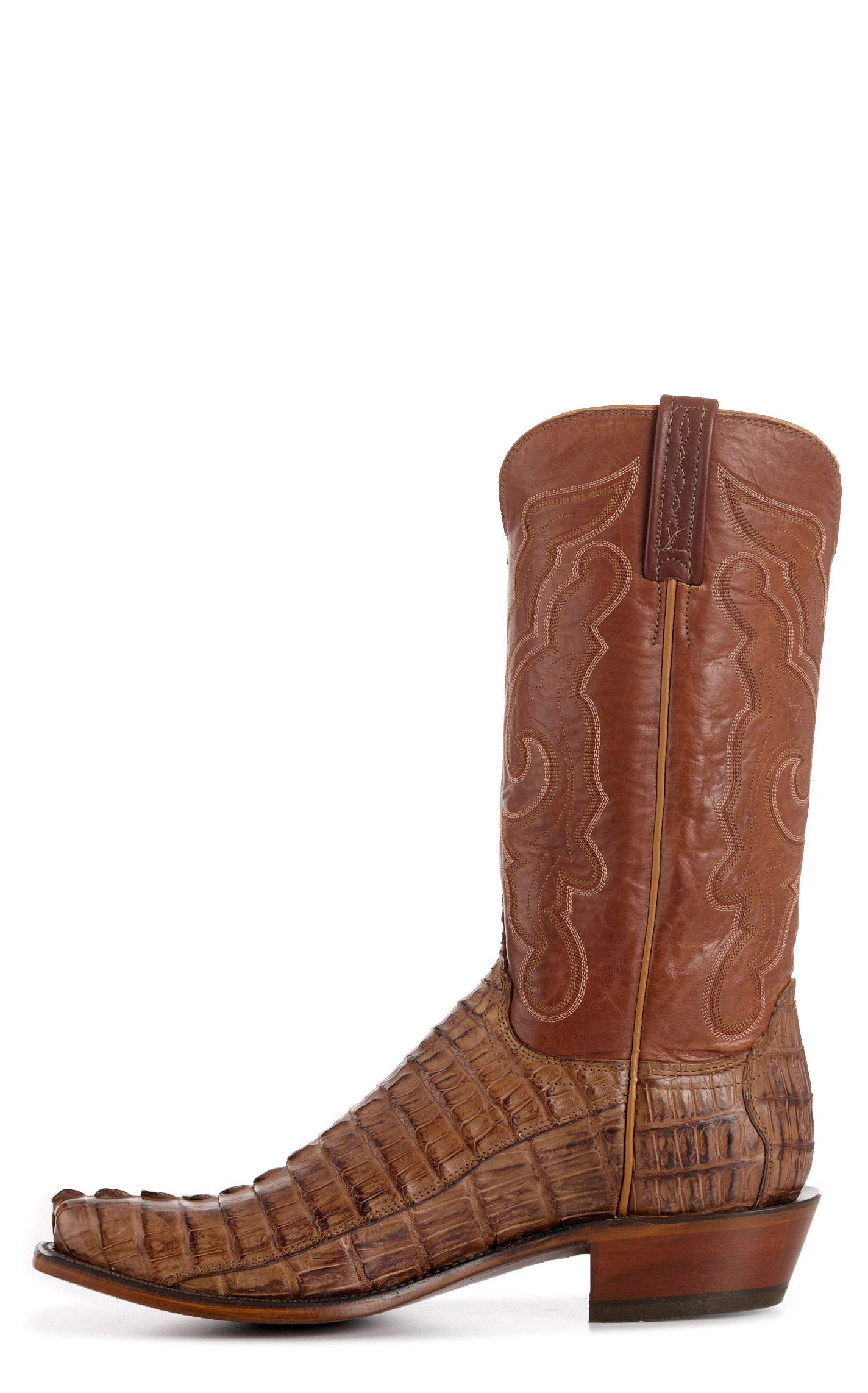 Lucchese Men's Tawny Franklin Hornback Caiman Leather Narrow Square Toe Boots - Image 1