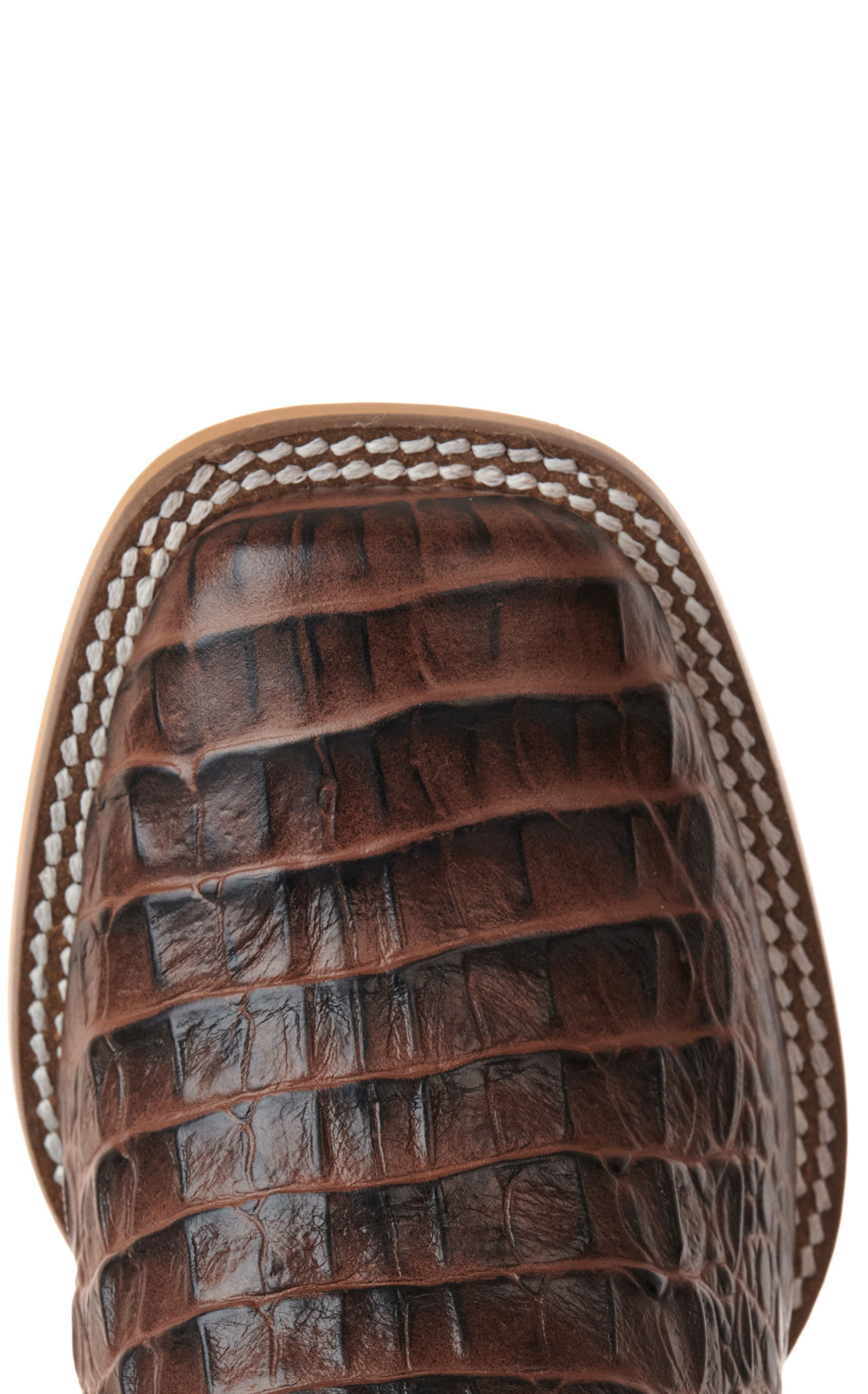 Cavender's Youth Chocolate Crocodile Print Wide Square Toe Cowboy Boots - Image 1