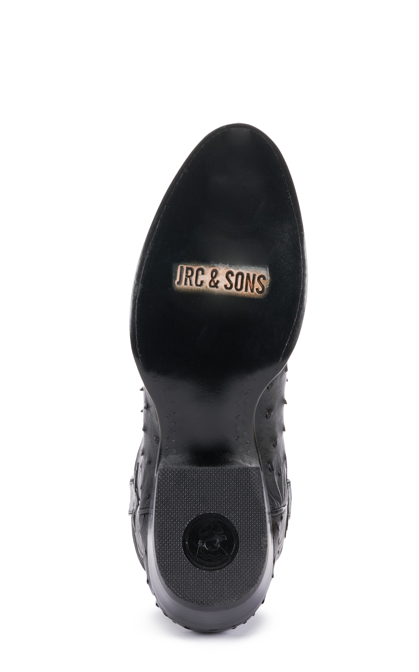JRC & Sons Men's Jose Full Quill Ostrich Round Toe Exotic Cowboy Boot in Black - Image 1