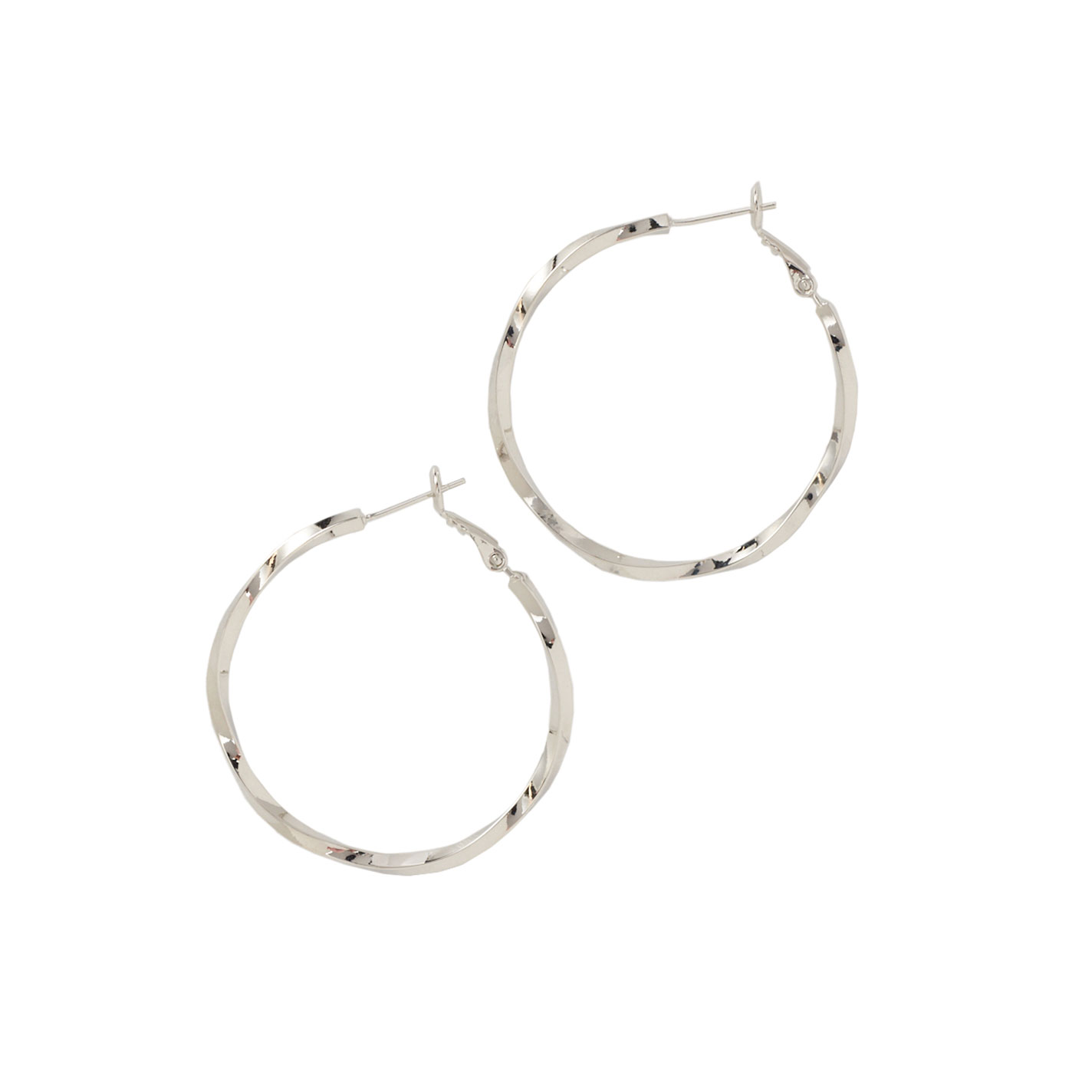 Southern Grace Silver Twisted Medium Hoop Earrings - Image 2