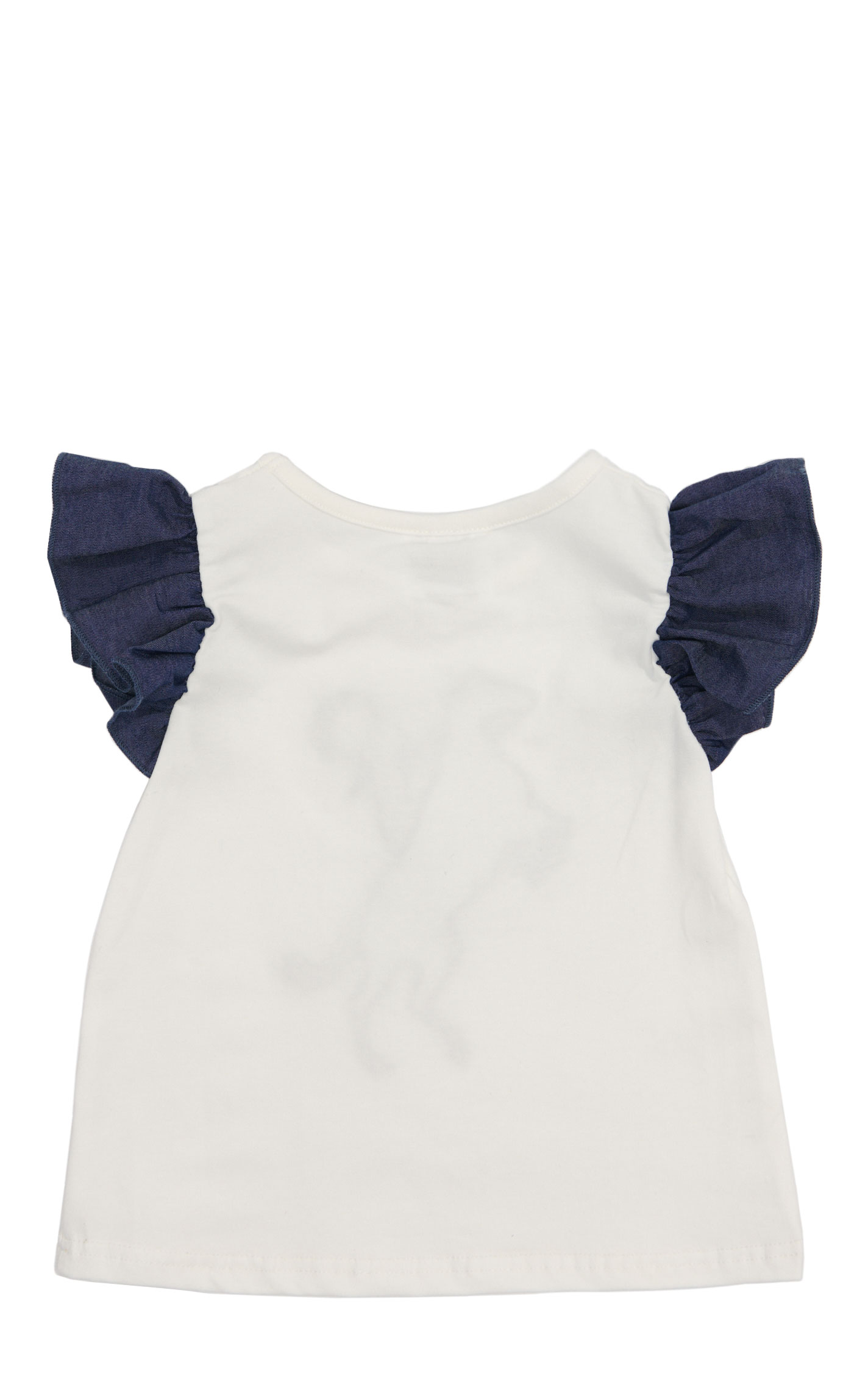 Shea Baby Toddler Girl's White & Denim Bronc Rider Top - Image 1