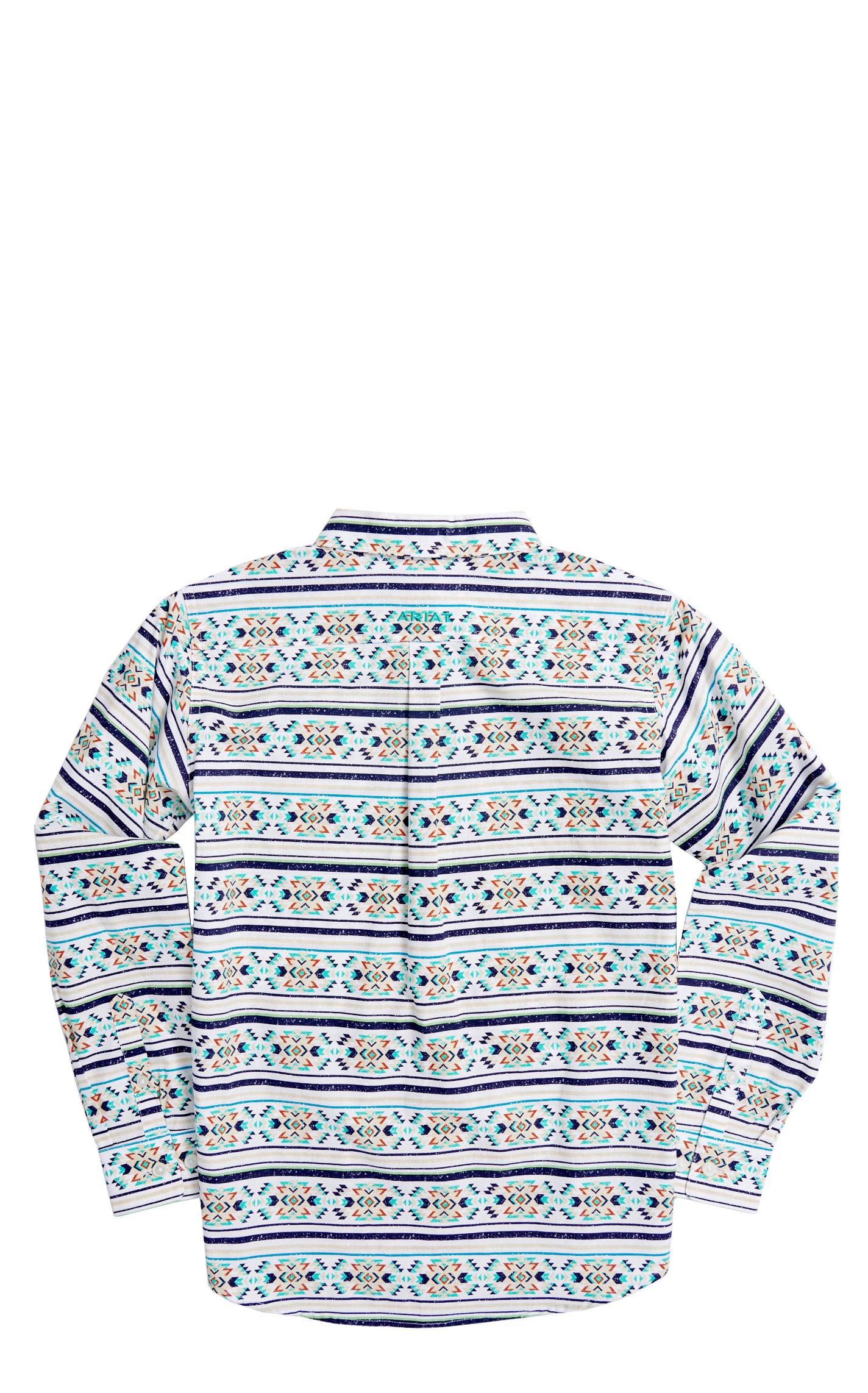 Ariat Boy's Judge White Colorful Aztec Striped Western Shirt - Image 1