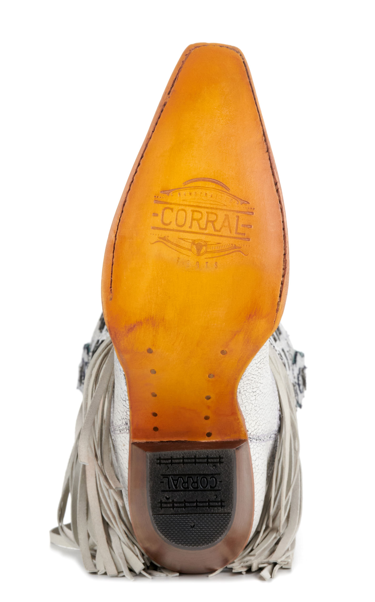 Corral Women's Crackled White with Stars and Fringe Snip Toe Cowboy Boots - Image 1
