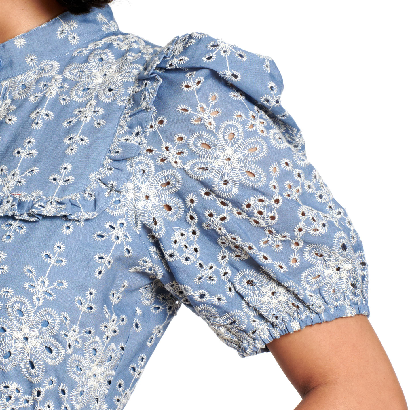 TCEC Women's Blue Embroidered Eyelet Dress - Image 1