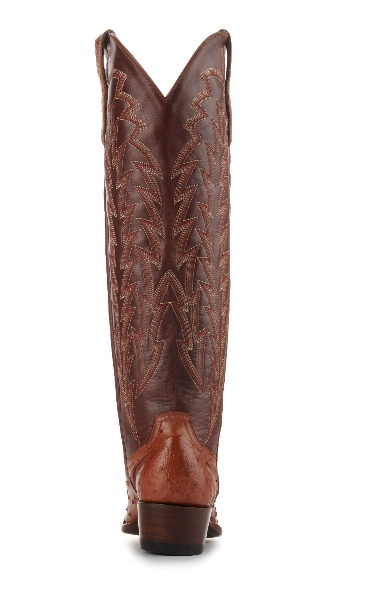 JRC & Sons Women’s Jacqueline Cognac Full Quil Ostrich Snip Toe Tall Cowboy Boots - Image 1