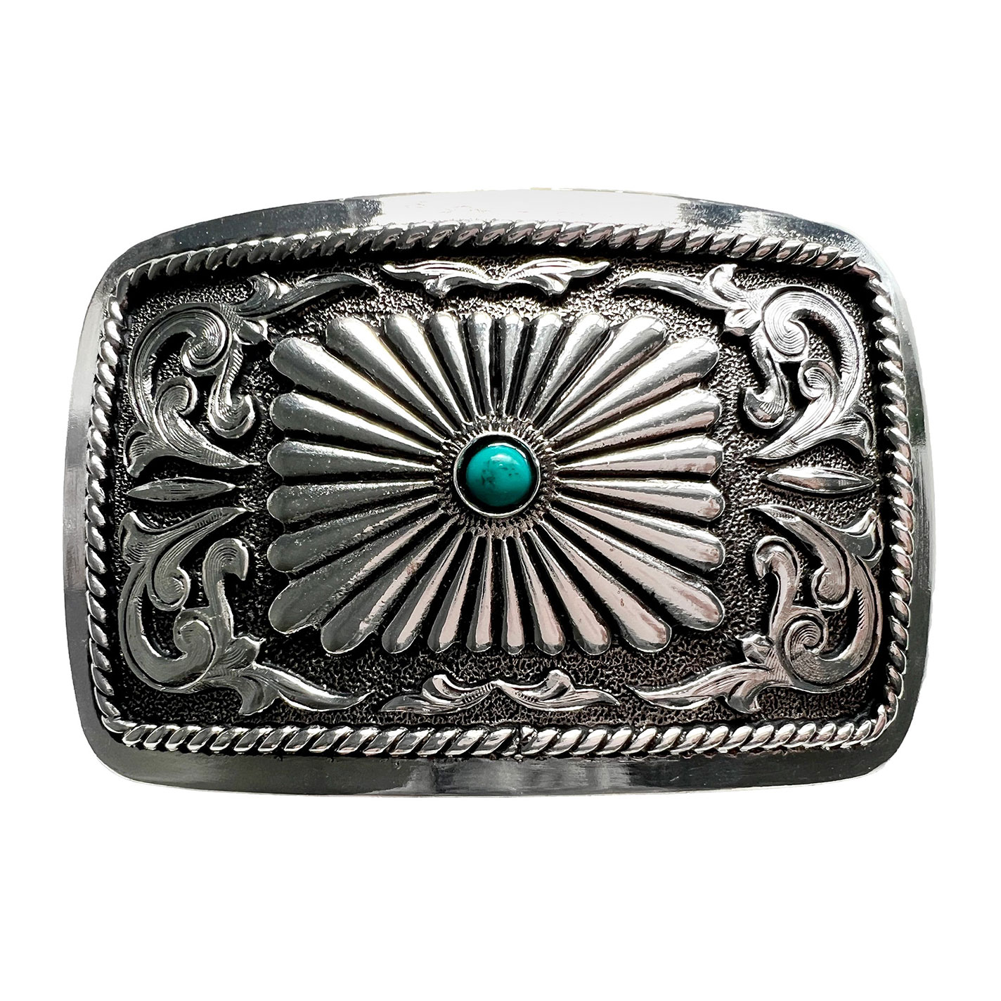 AndWest Rectangle Concho With Turquoise Bead Buckle - Image 1