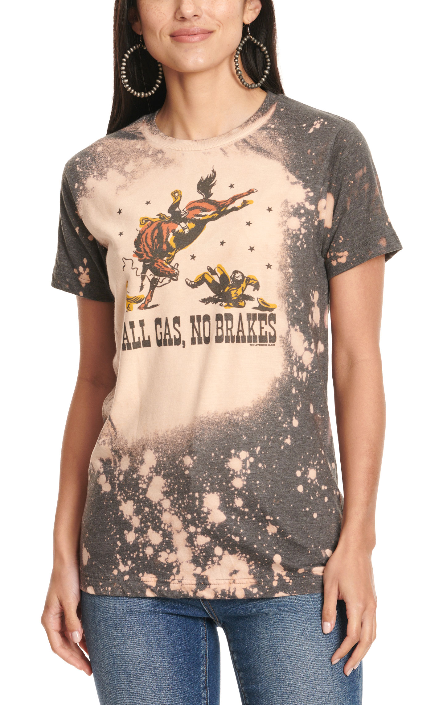 Lattimore Women's Navy Bleach Splatter All Gas No Brakes  T-Shirt - Image 1