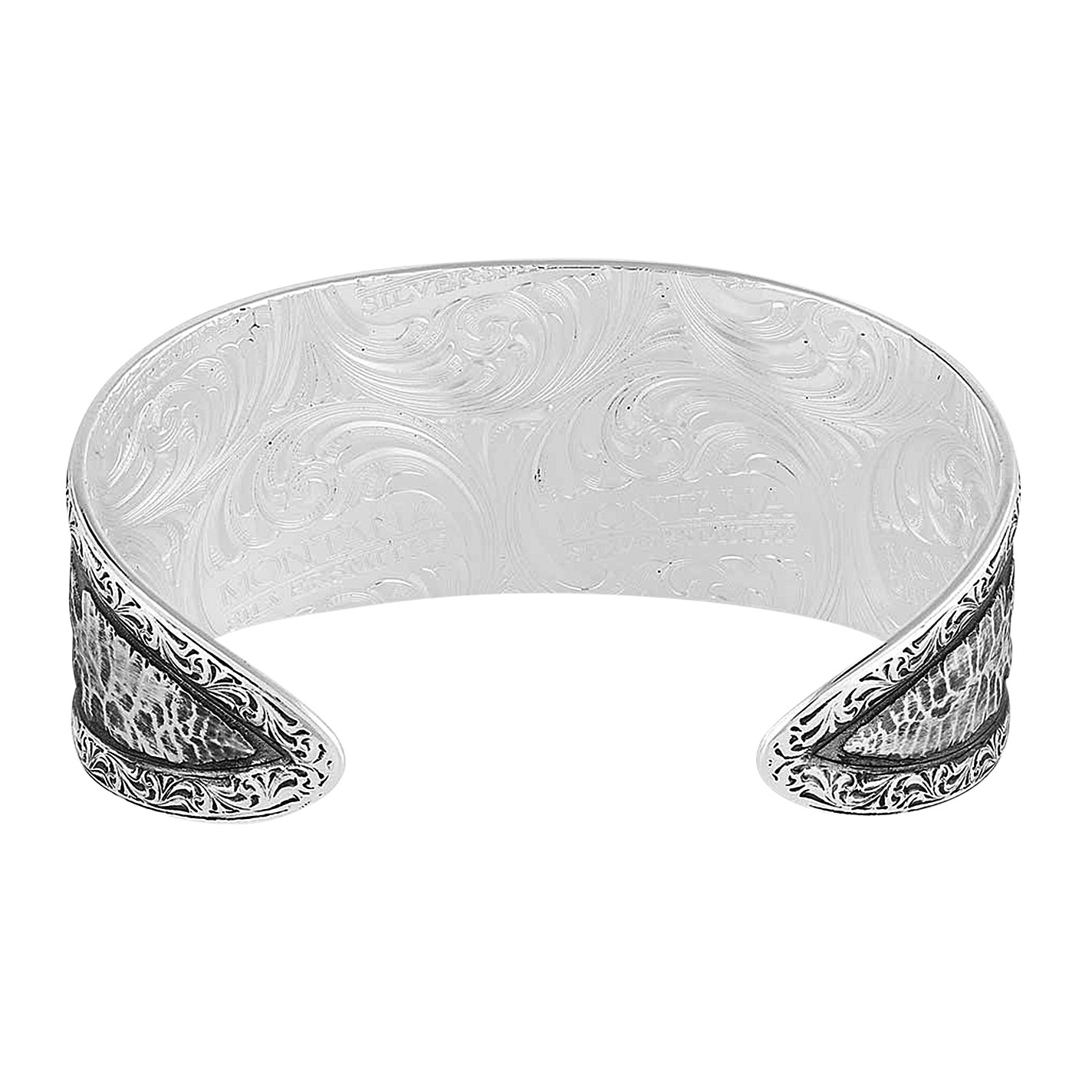 Montana Silversmiths Silver and BlueSpring Turquoise Concho and Aztec Adjustable Cuff Bracelet - Image 1