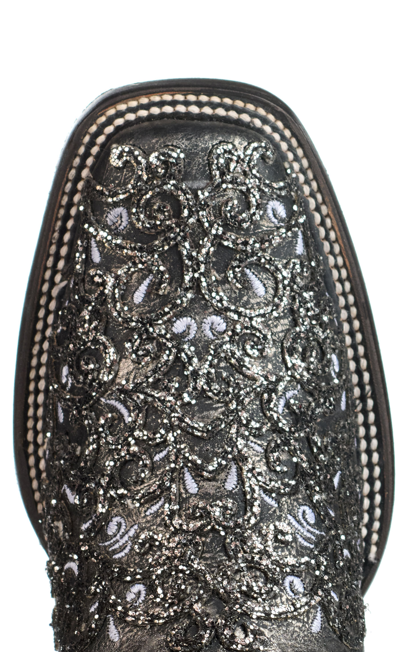 Corral Women's Black with Glitter Overlay Square Toe Cowboy Boots - Image 1