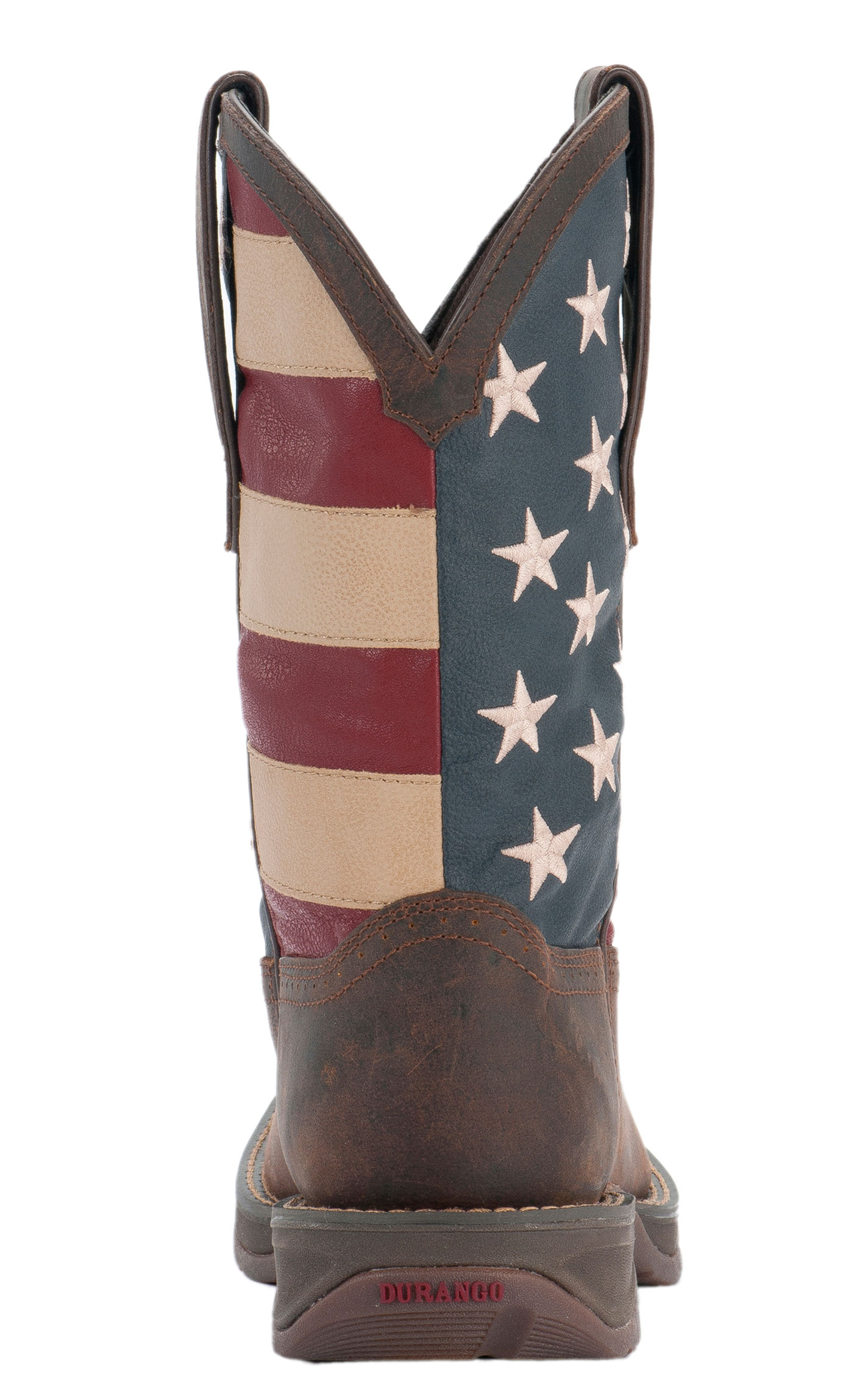 Durango Men's Rebel Dark Brown & American Flag Square Toe Cowboy Boots - Image 1