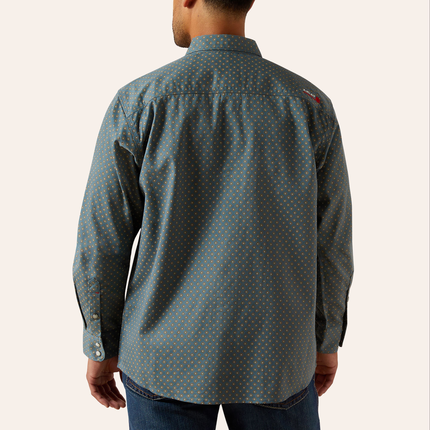 Ariat Men's FR Scorsese Orion Blue Dot Print Work Shirt - Image 1
