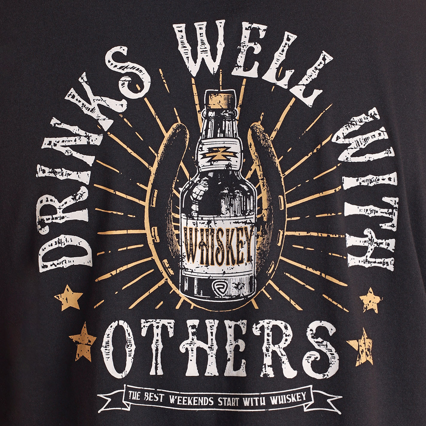 Rock & Roll Denim Men's Black Drinks Well Graphic T-Shirt - Image 1