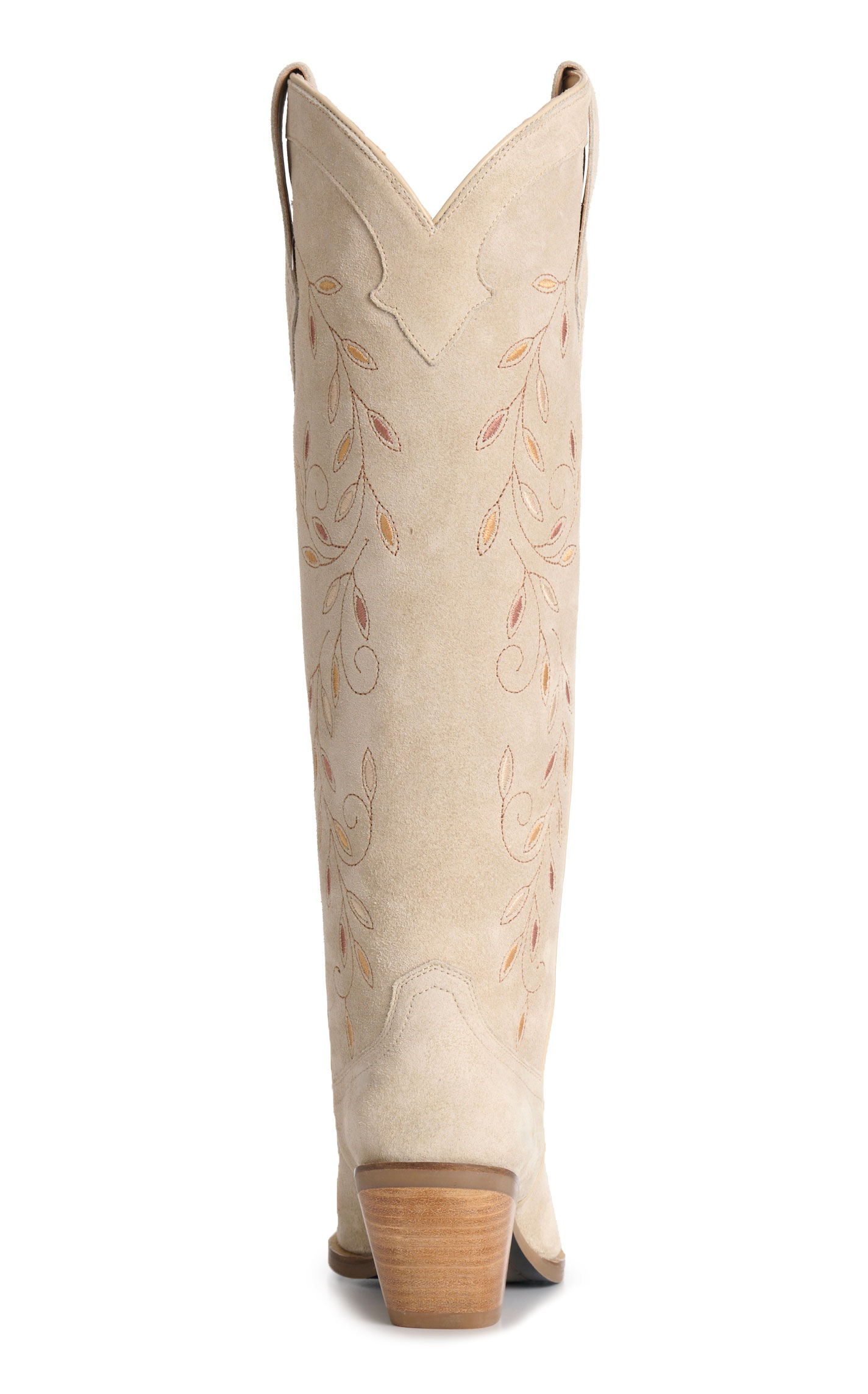 Rockin' C Women's Cream Suede & Embroidered Almond Toe Cowboy Boots - Image 1