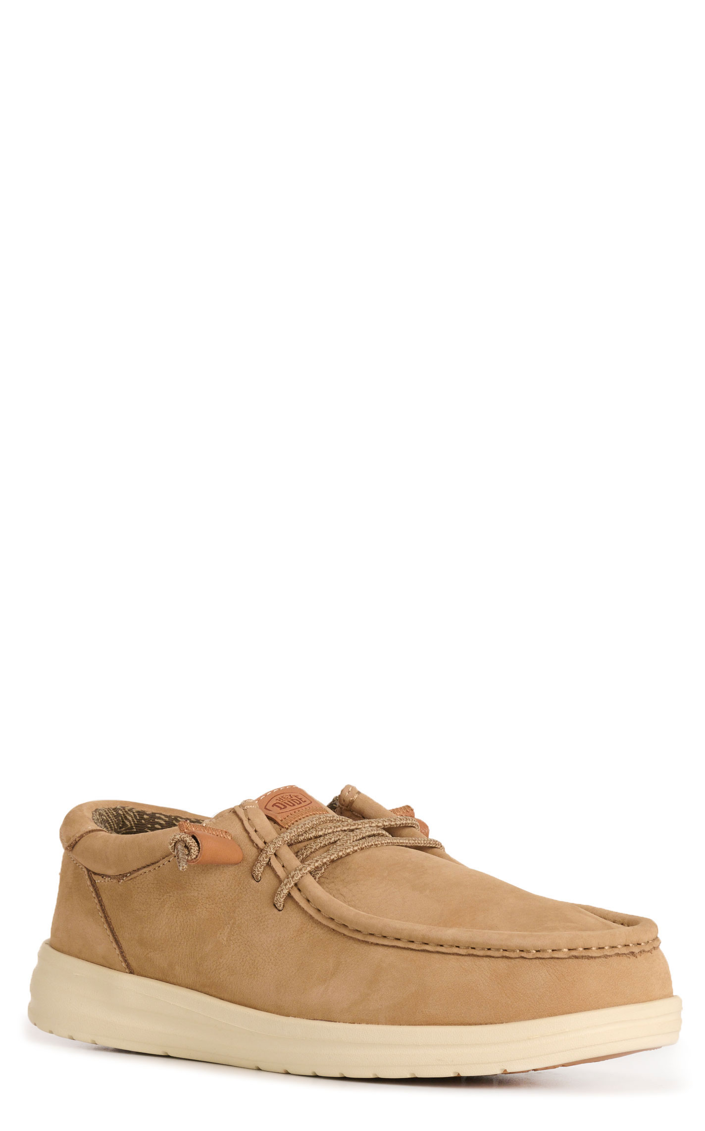 Hey Dude Men's Wally Grip Craft Tan Leather Moc Toe Casual Shoes - Image 1