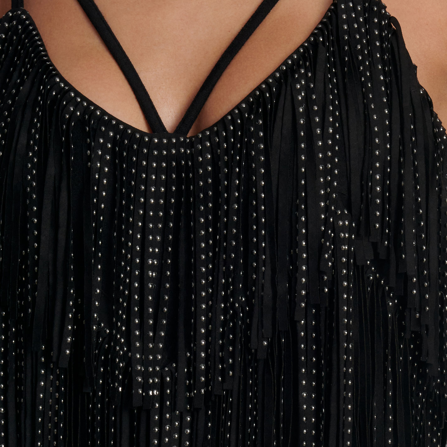 Blue B Women's Black Fringe Bodysuit - Image 1
