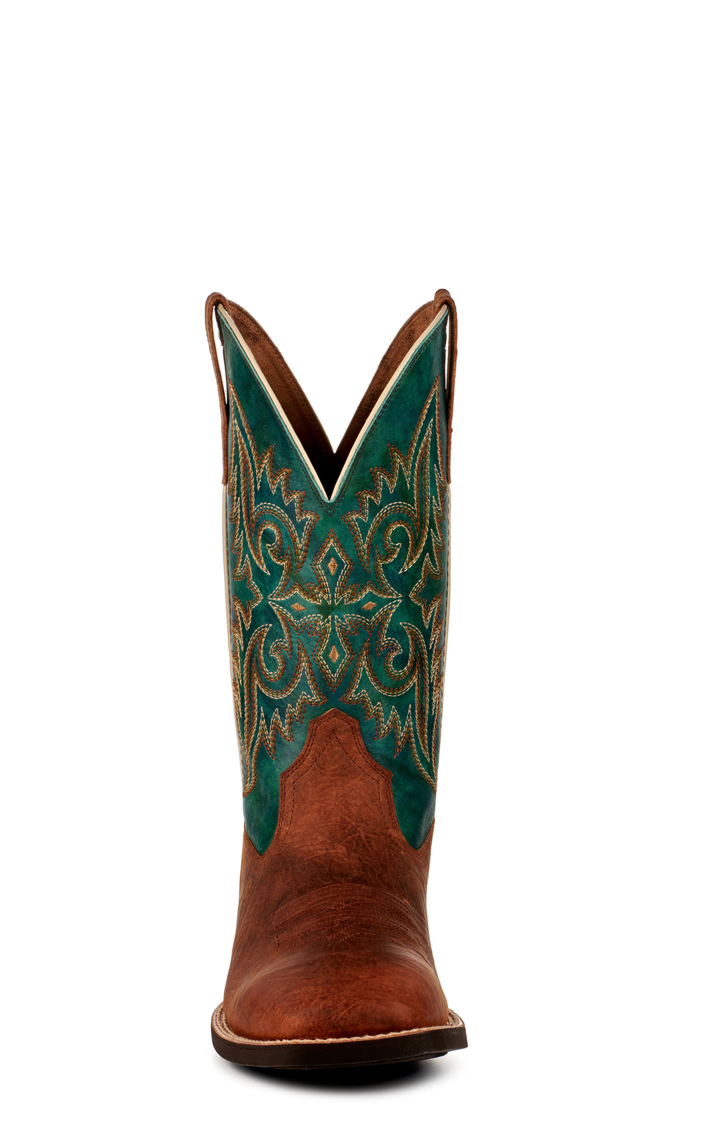 Ariat Men's Wild Thang Fiery Brown and Emerald Green Shock Shield Wide Square Toe Cowboy Boots - Image 1