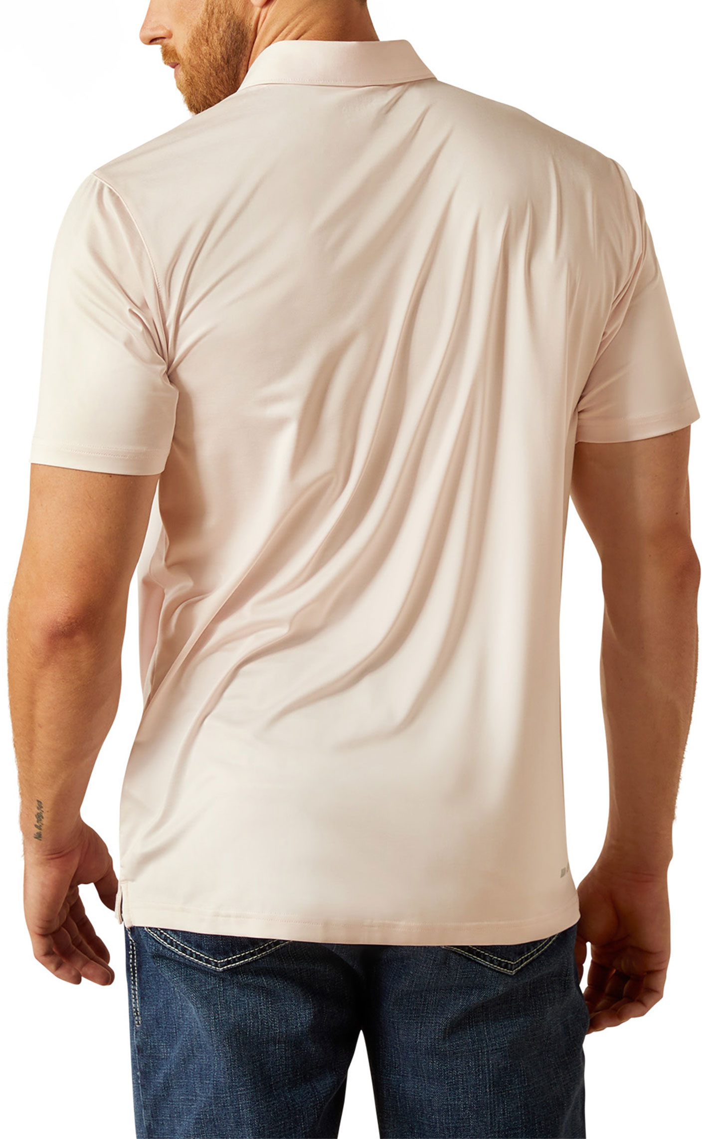 Ariat Men's AriatTEK Pale Pink Polo Shirt - Image 1