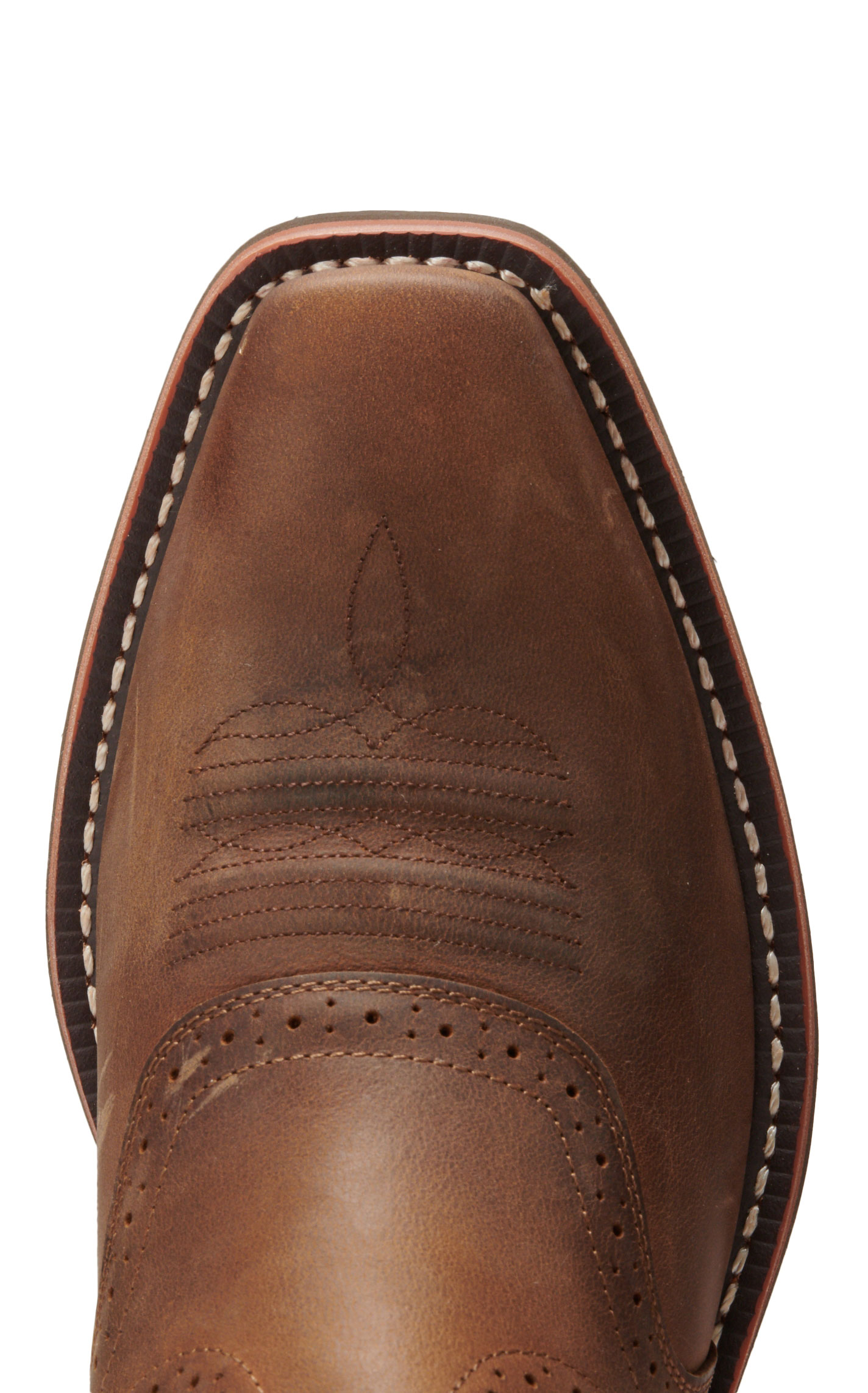 Ariat Men's Roughstock Patriot Distressed Brown Embroidered Flag Punchy Square Toe Cowboy Boots - Image 1