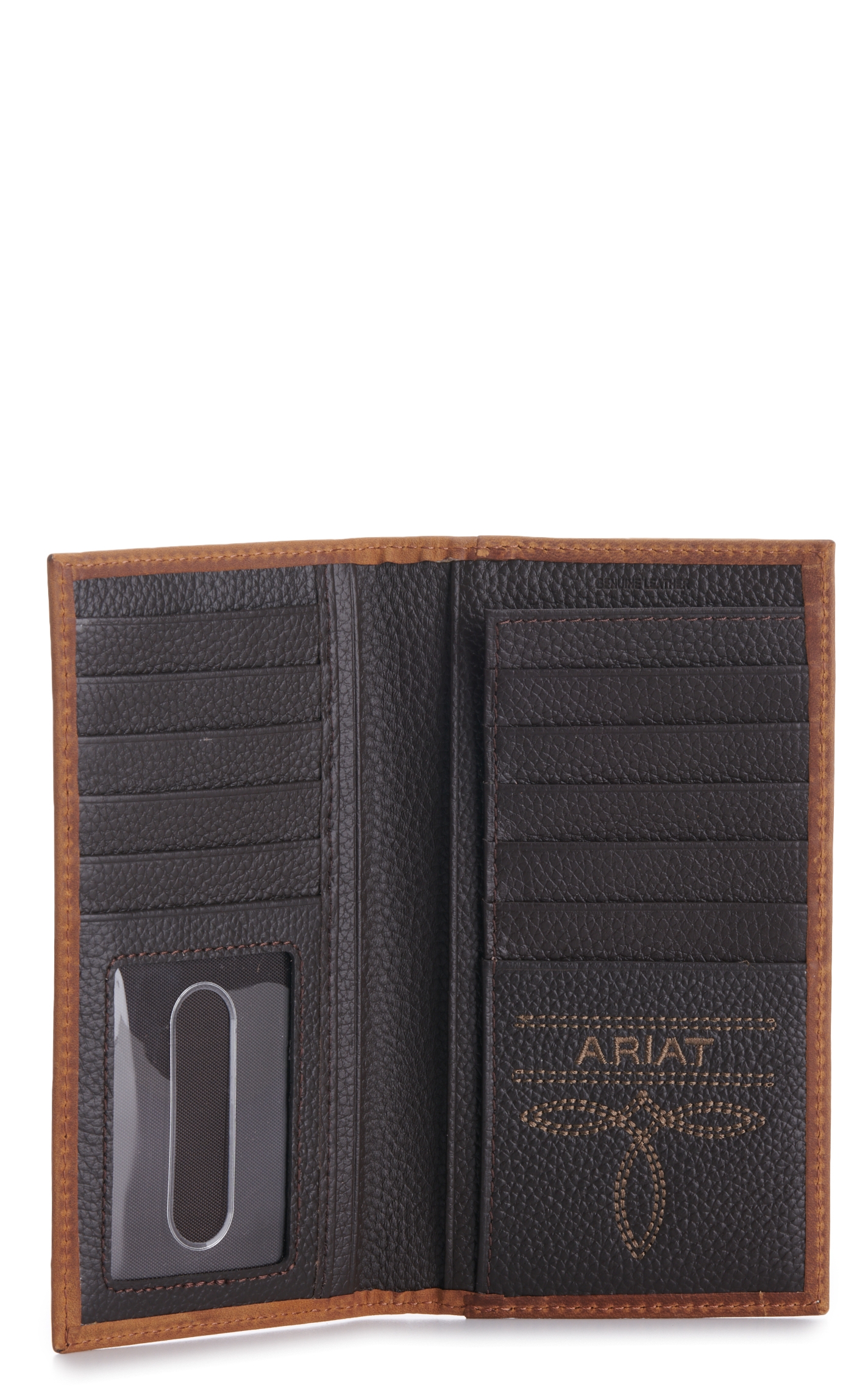 Ariat Men's Brown Embossed Shield Logo Wallet / Checkbook Cover - Image 1