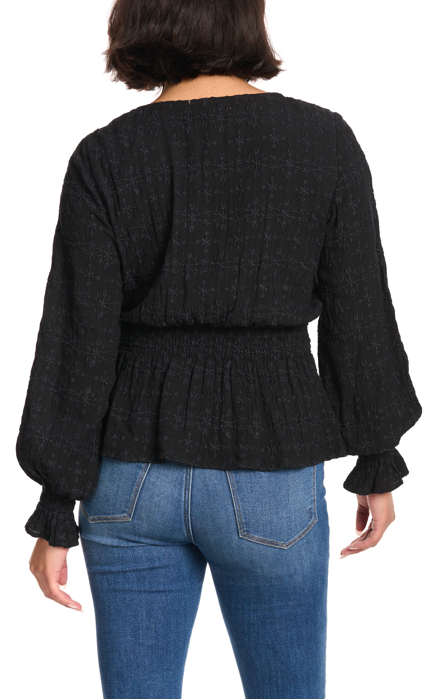 Rockin C Women's Black Eyelet Top - Image 1