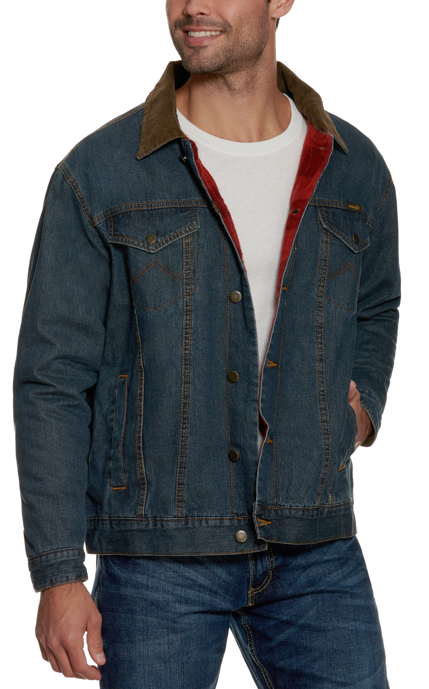 Wrangler Red Blanket Lined Denim Jacket - Image 1