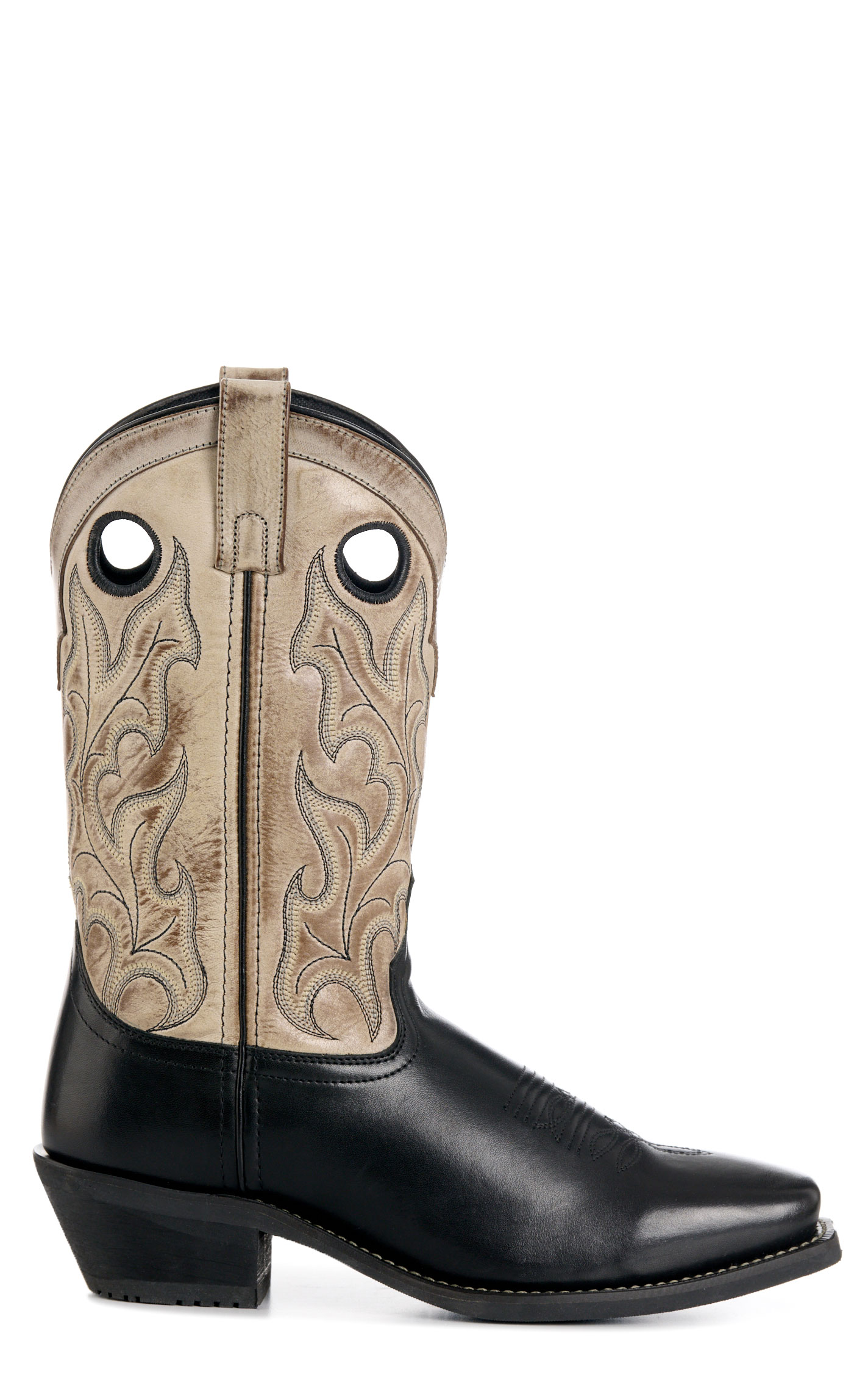 Laredo Men’s Westgate Black and Smoke Gray Punchy Square Toe Cowboy Boots - Image 1
