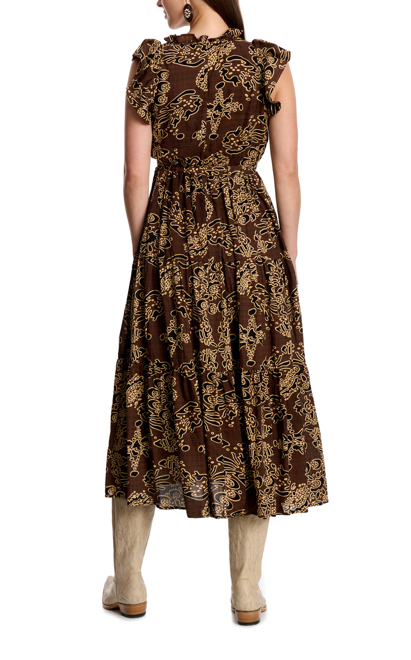 TCEC Women's Chocolate & Gold Print Dress - Image 1