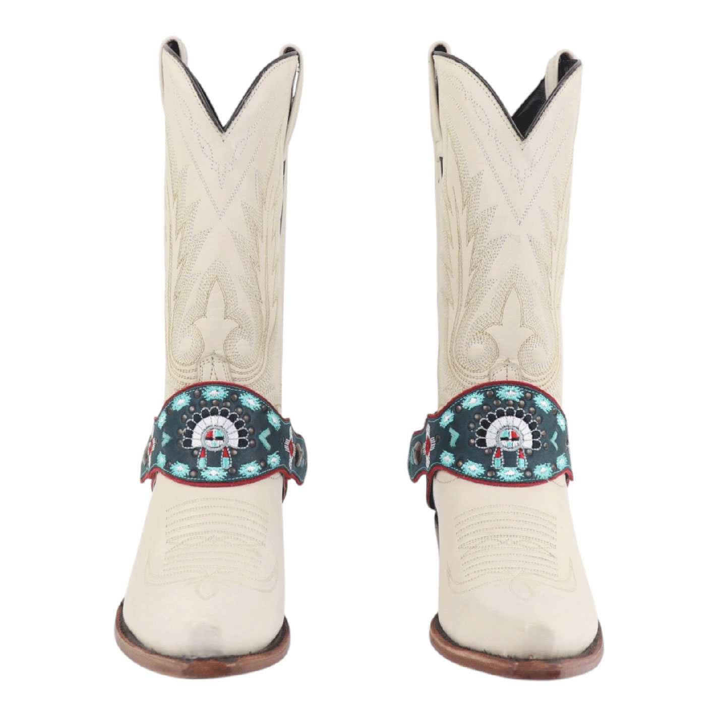 Agave Blue Navy Zuni Embroidered Boot Lassos - Image 1