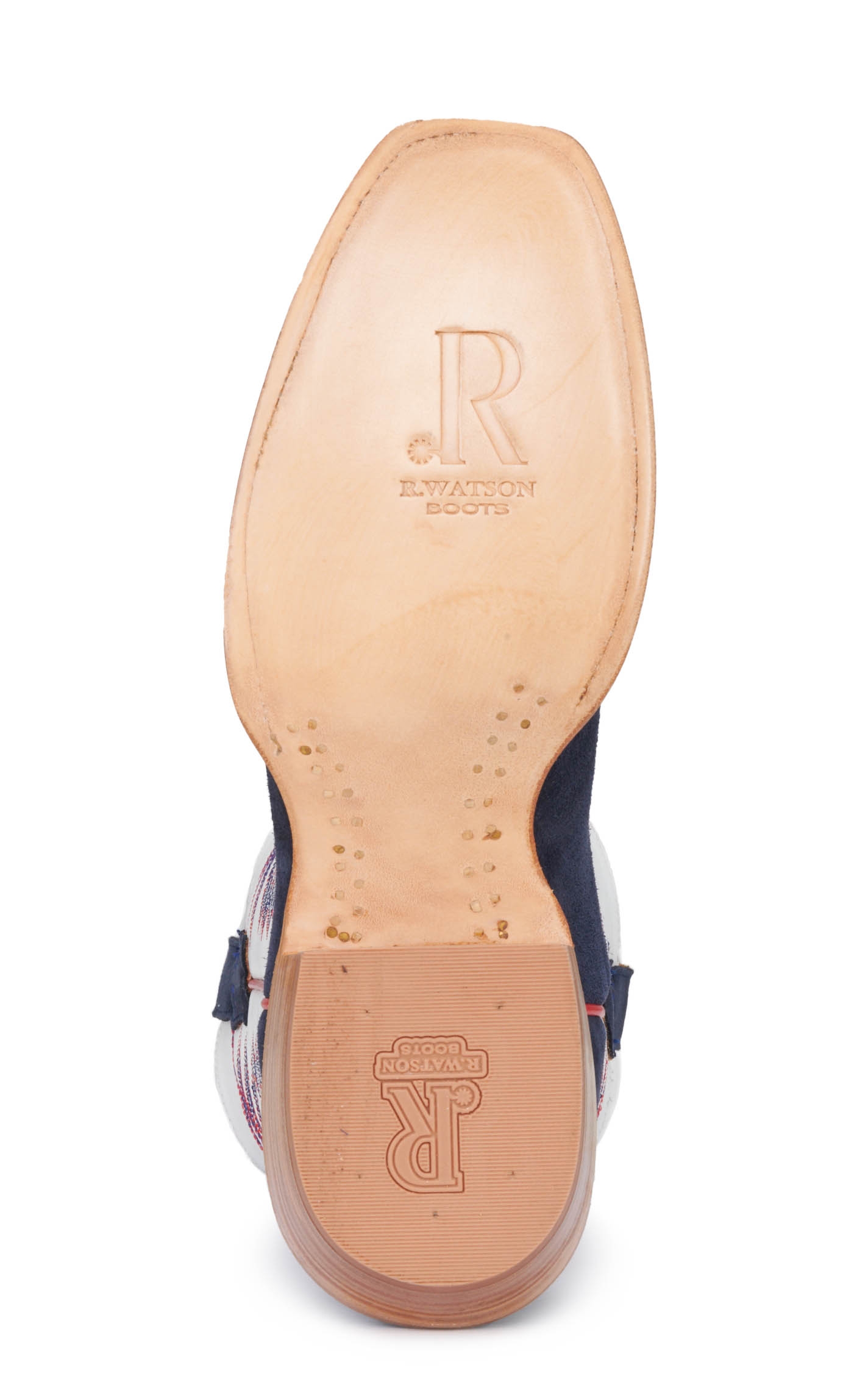 R Watson Men's Midnight Blue Rough Out and Winter White Punchy Square Toe Cowboy Boots - Image 1