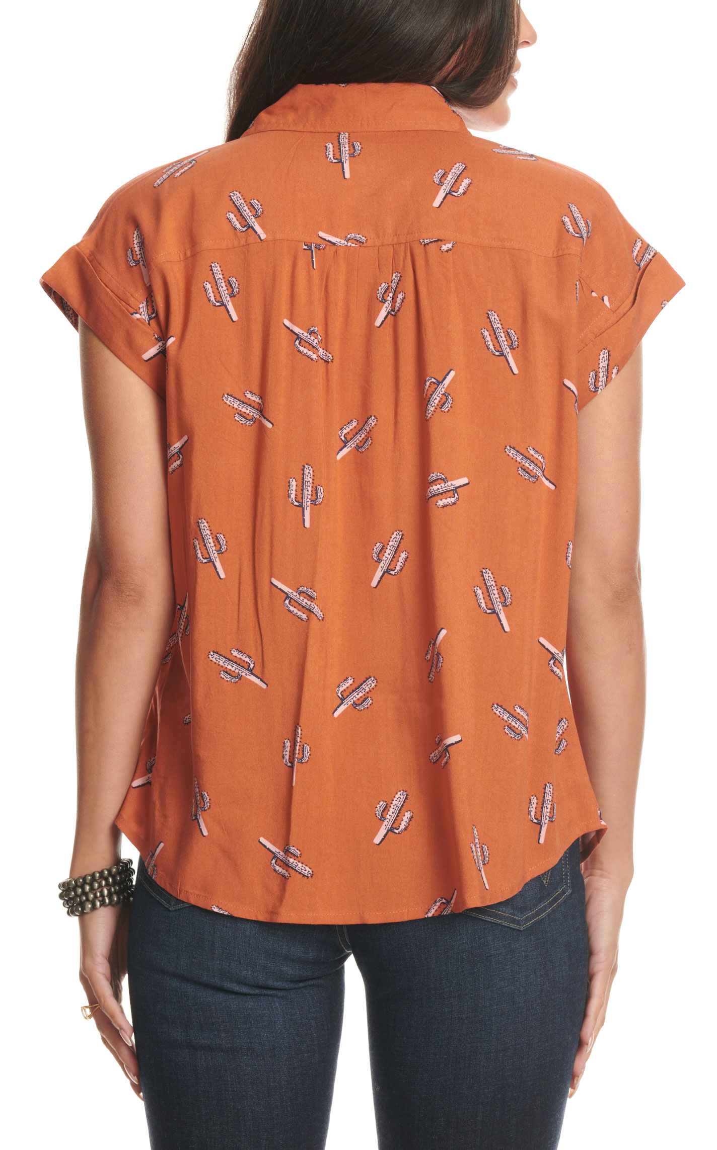 Cotton & Rye Women's Burnt Orange Cactus Print Top - Image 1