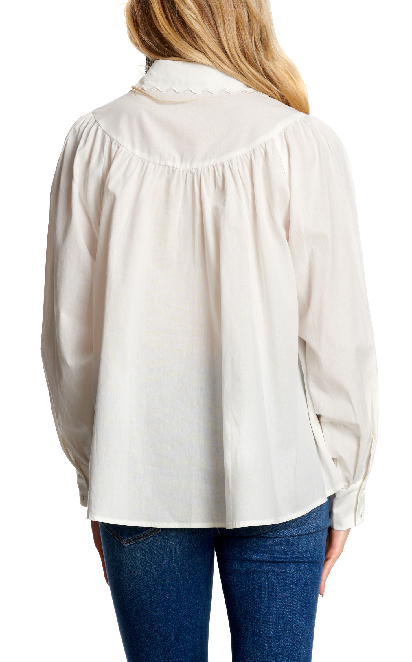 TCEC Women's Solid White Peasant Top - Image 1