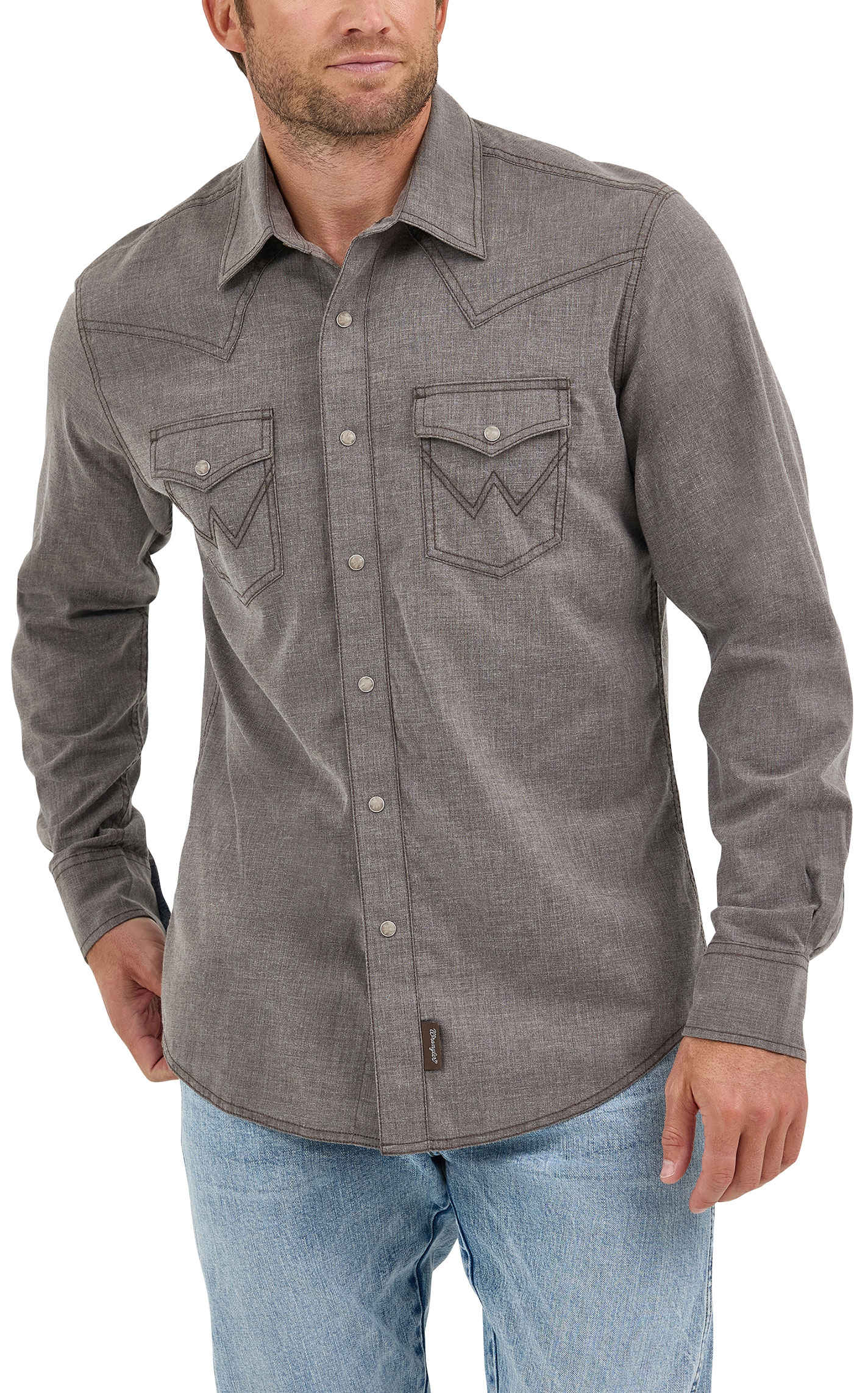 Wrangler Retro Men's Heather Brown Western Shirt - Image 1