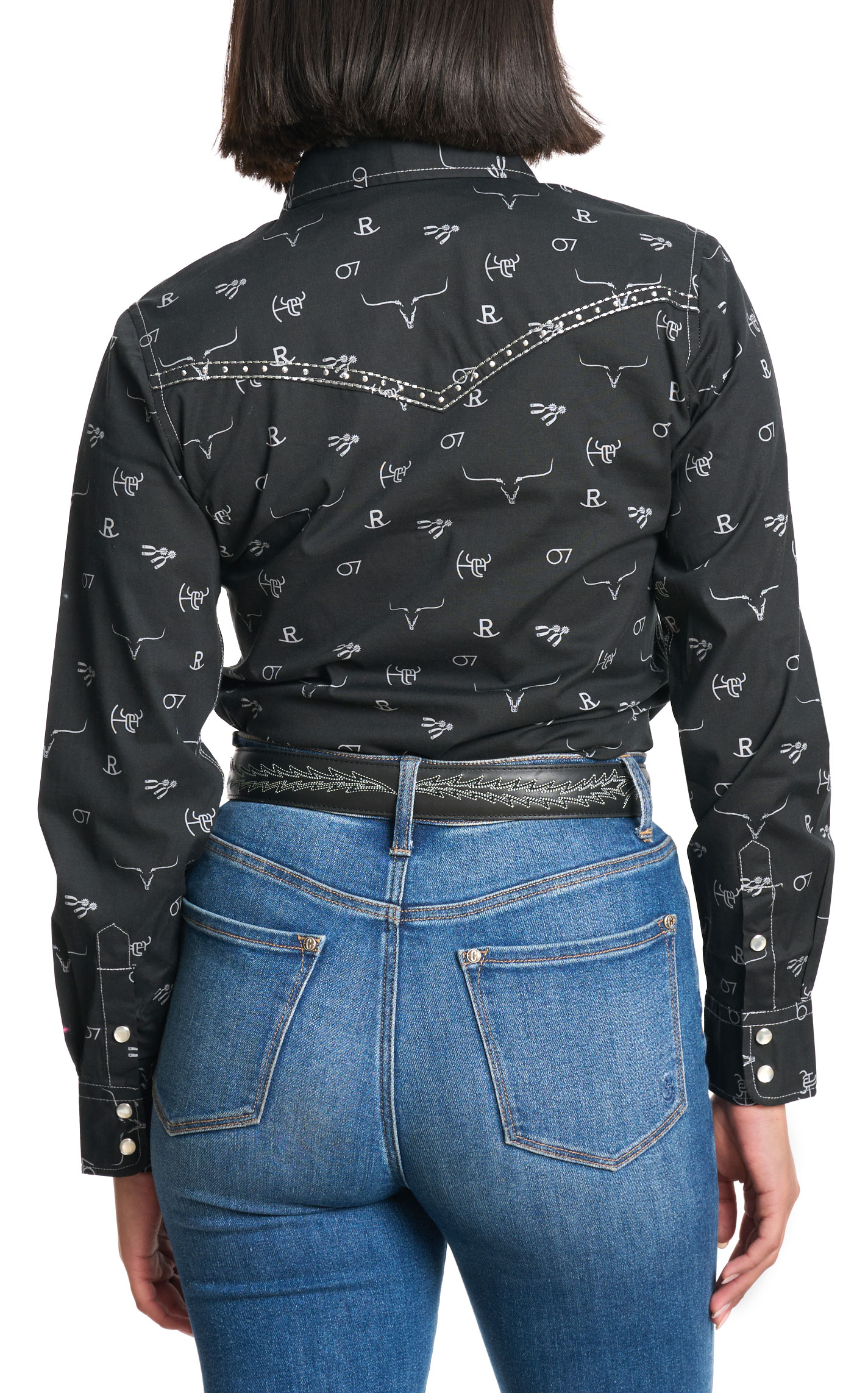 Cowgirl Hardware Women's Black & White Branding Iron Top - Image 1