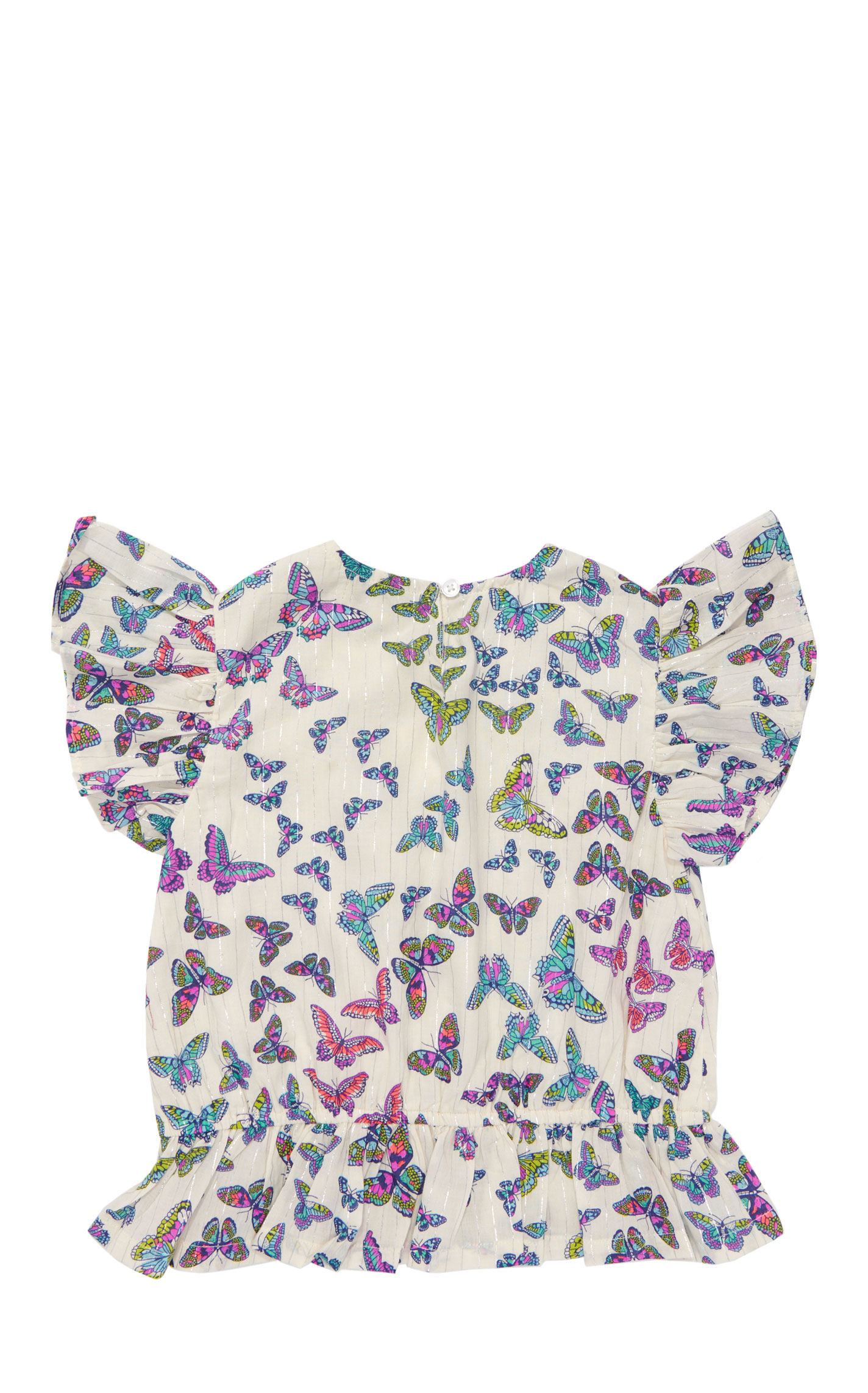 Rockin' C Girl's White & Multi Butterfly Lurex Top - Image 1