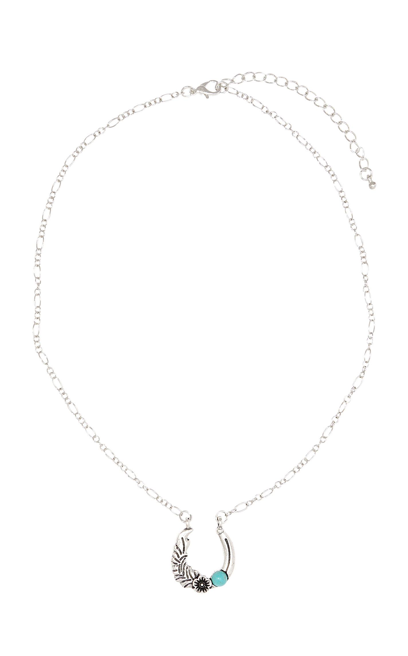 Southern Grace Silver & Turquoise Dainty Horseshoe Necklace - Image 1