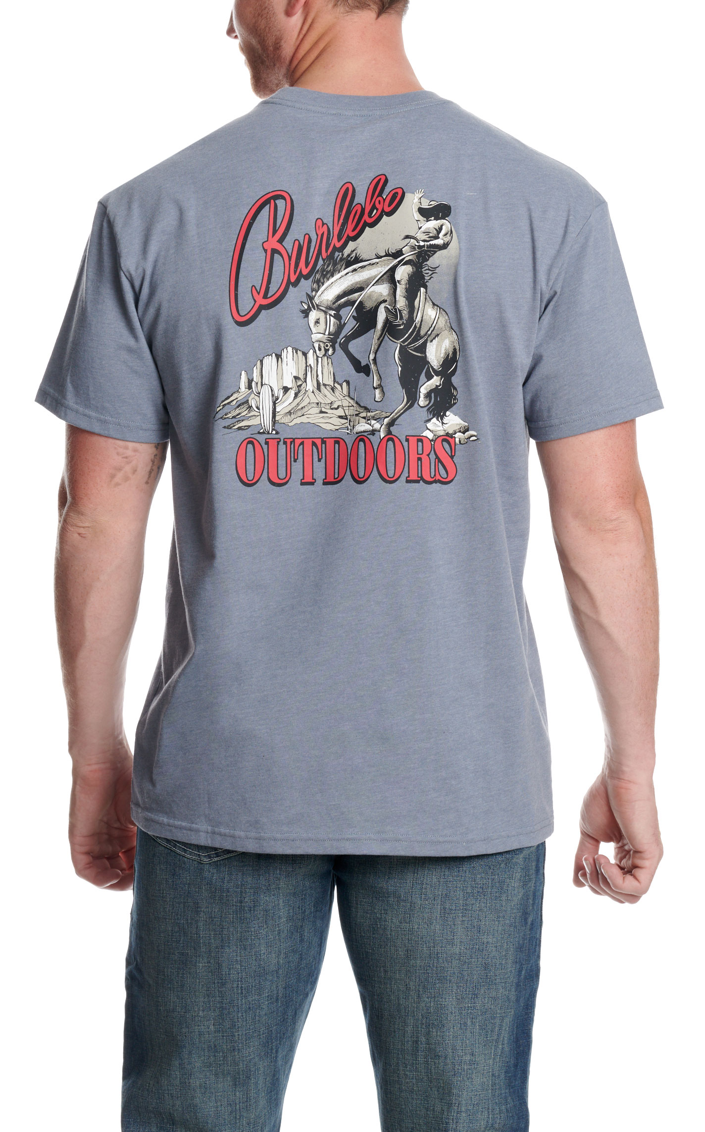 Burlebo Men's Moonlit Cowboy Blue Jean Graphic T-Shirt - Image 1