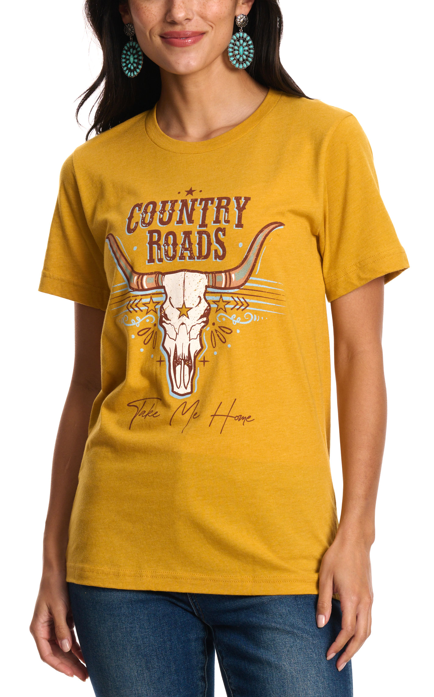 Girlie Girl Originals Women's Honey Mustard Country Roads T-Shirt - Image 1