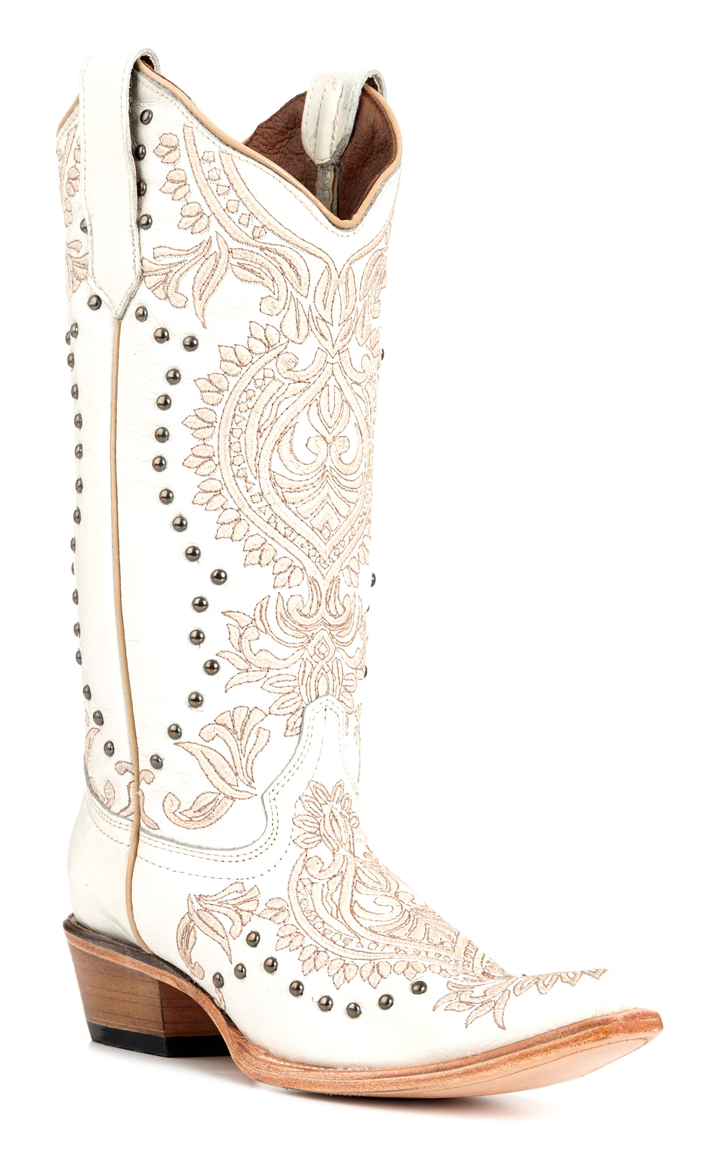 Circle G by Corral Women's White with Studs Snip Toe Cowboy Boots - Image 1