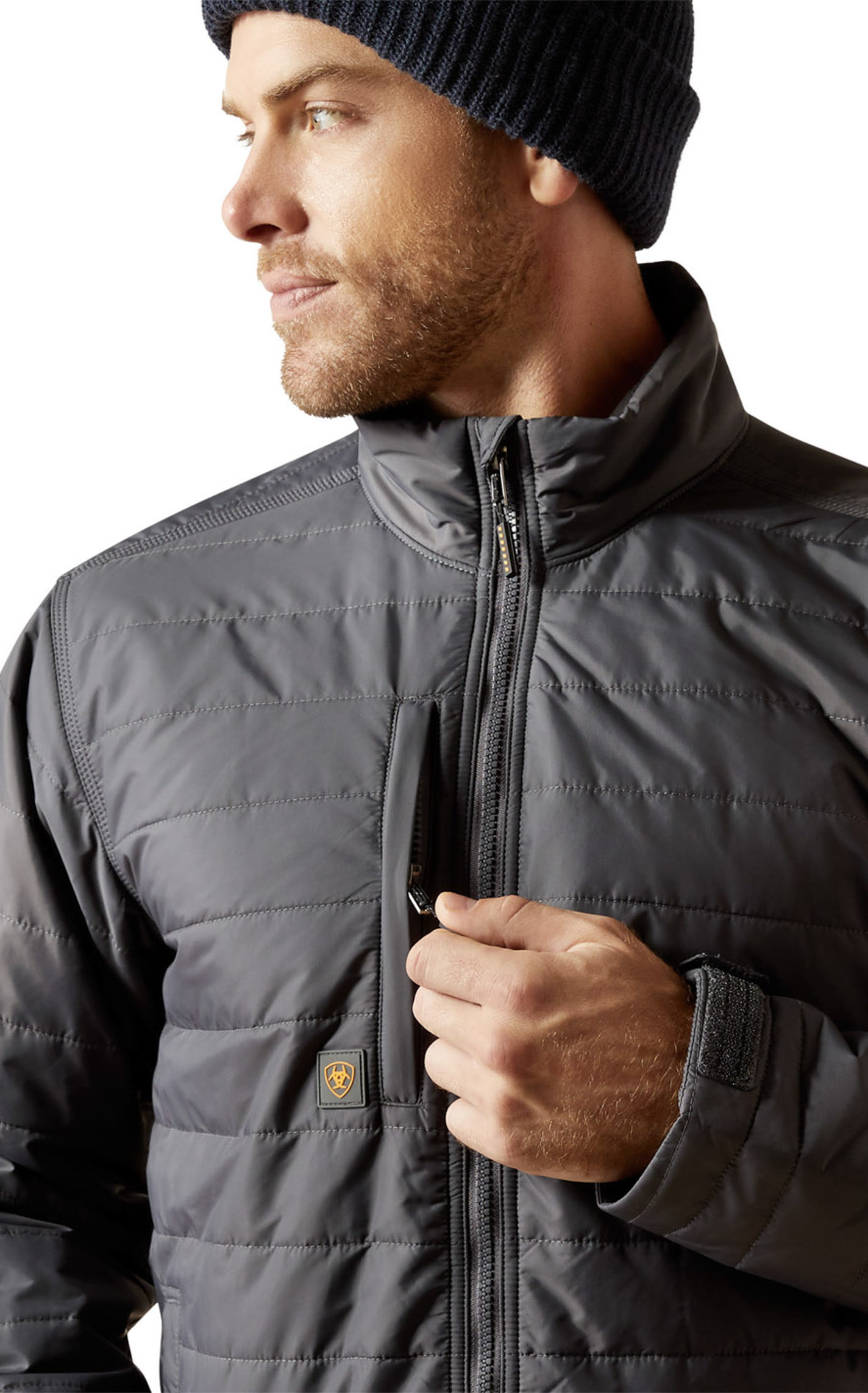 Ariat Rebar Men's Cement Gray Ripstop Lightweight Insulated Jacket - Image 1