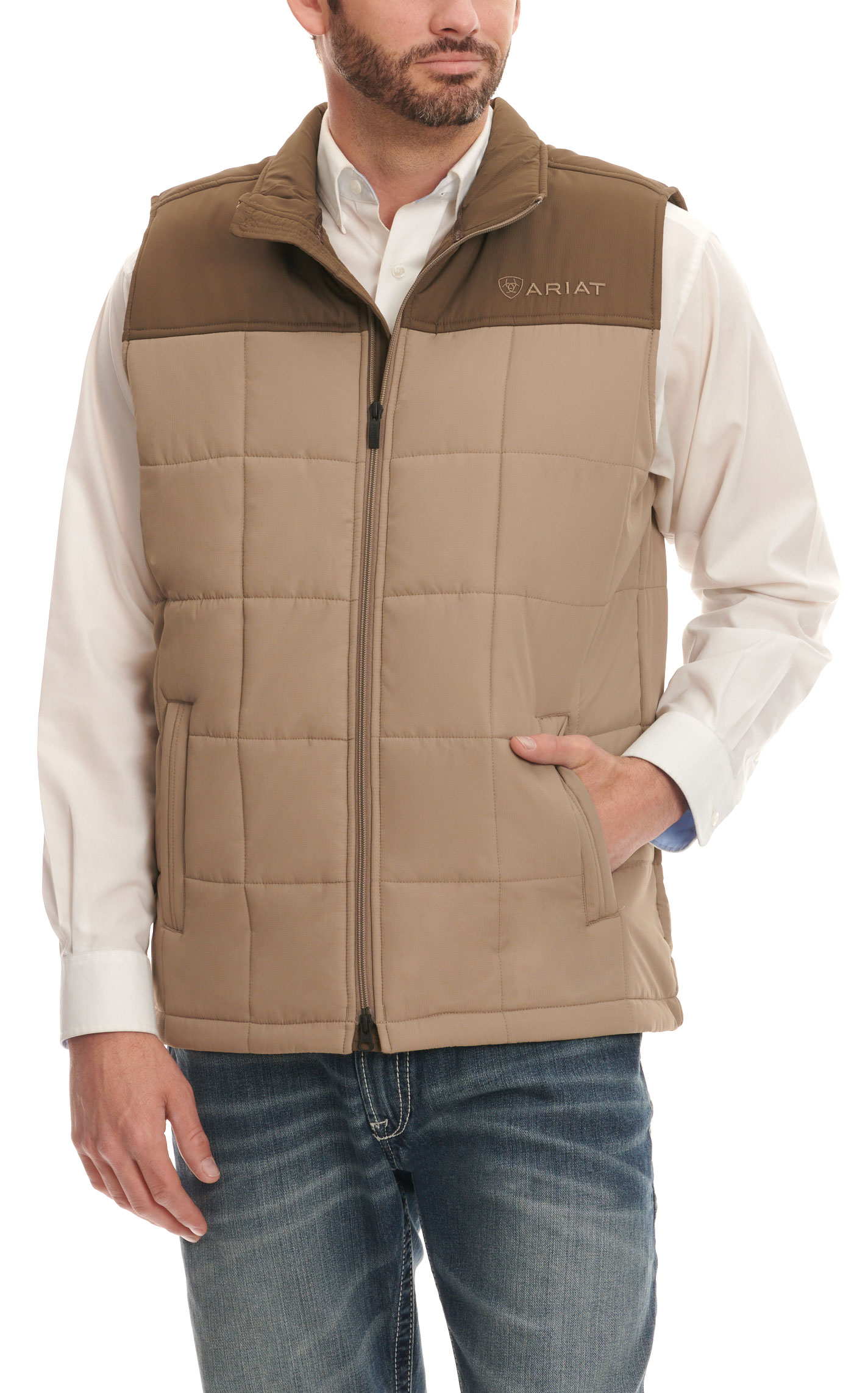 Ariat Men's Crius Chocolate & Taupe Insulated Vest - Image 1