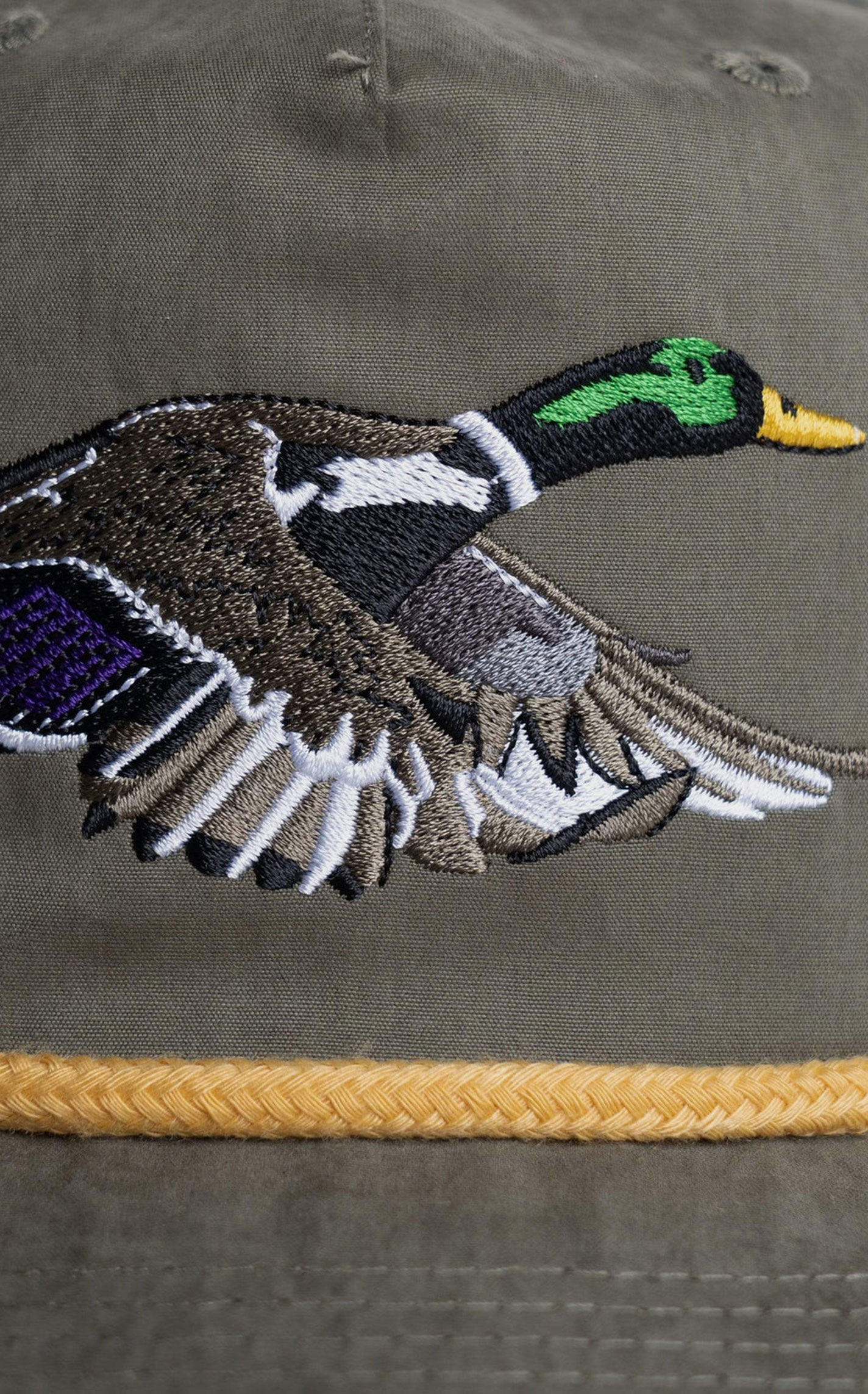 Duck Camp Olive Green Embroidered Mallard Cap - Image 1